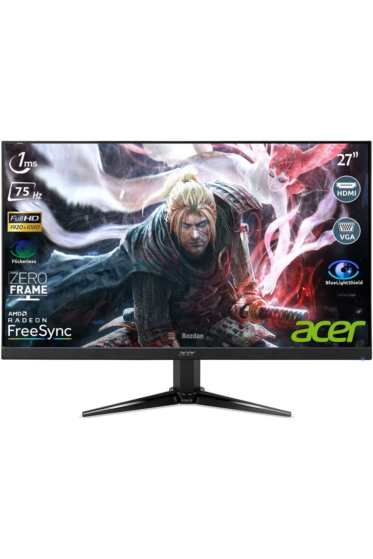 ACER Nitro Qg271bii 27" 75hz 1ms (hdmı+vga) Amd Radeon Freesync Full Hd Va Led Zeroframe Monitör