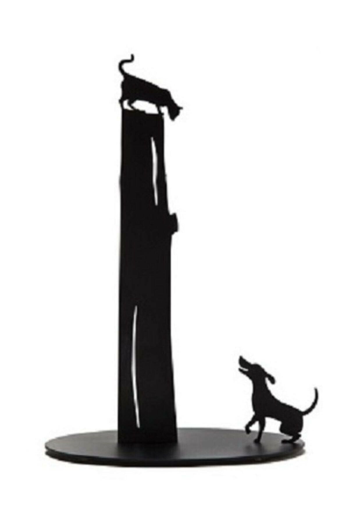 Hobi Demir Sanat Kedi Köpek Figürlü Dekoratif Metal Kağıt Havluluk, Havlu Tutucu, Havlu Askısı