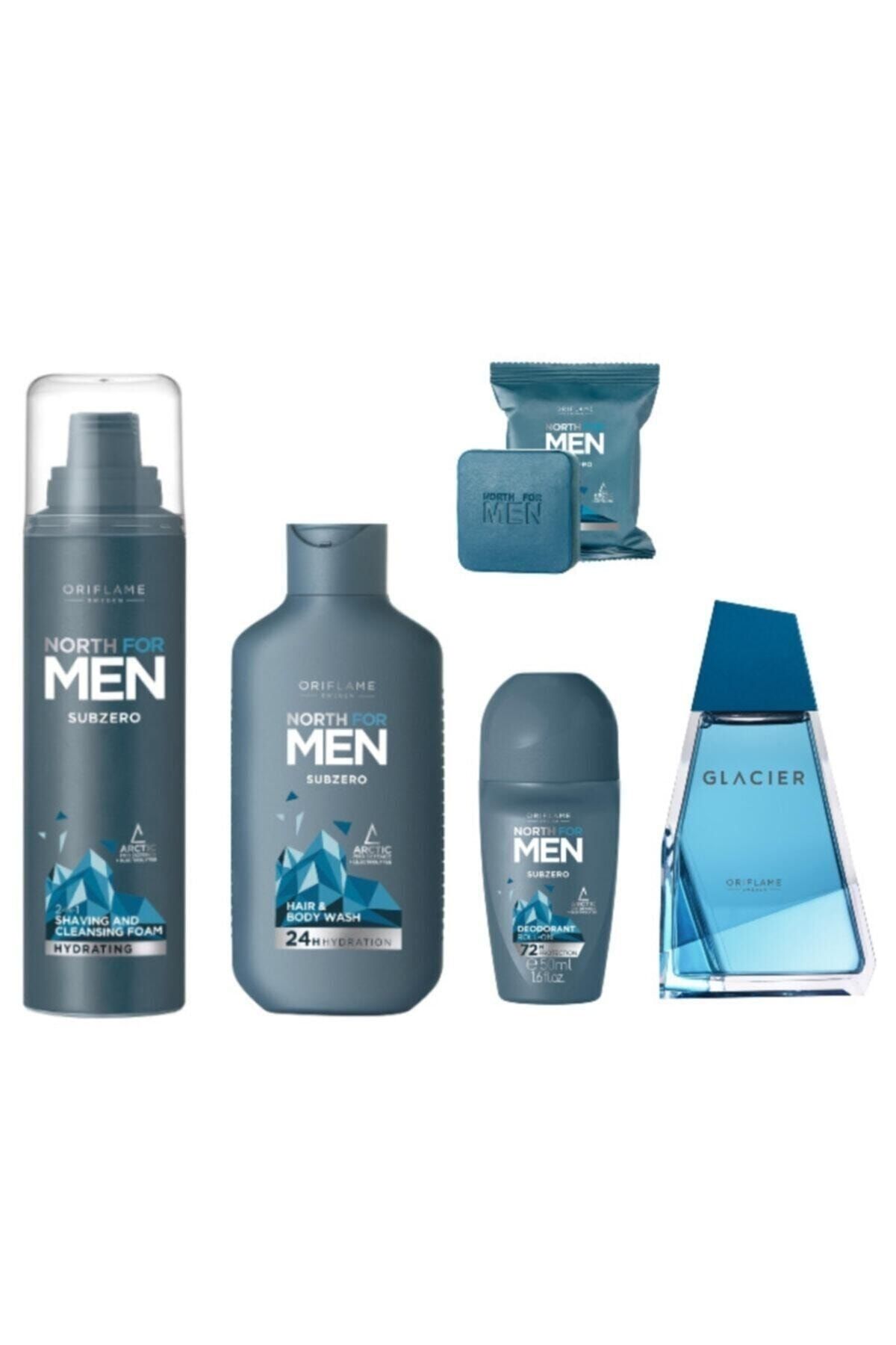 Oriflame Glacier Edt + North For Men Subzero Tıraş Köpüğü + Saç Ve Vücut Şampuanı + Roll-on Deodorant + Sabun