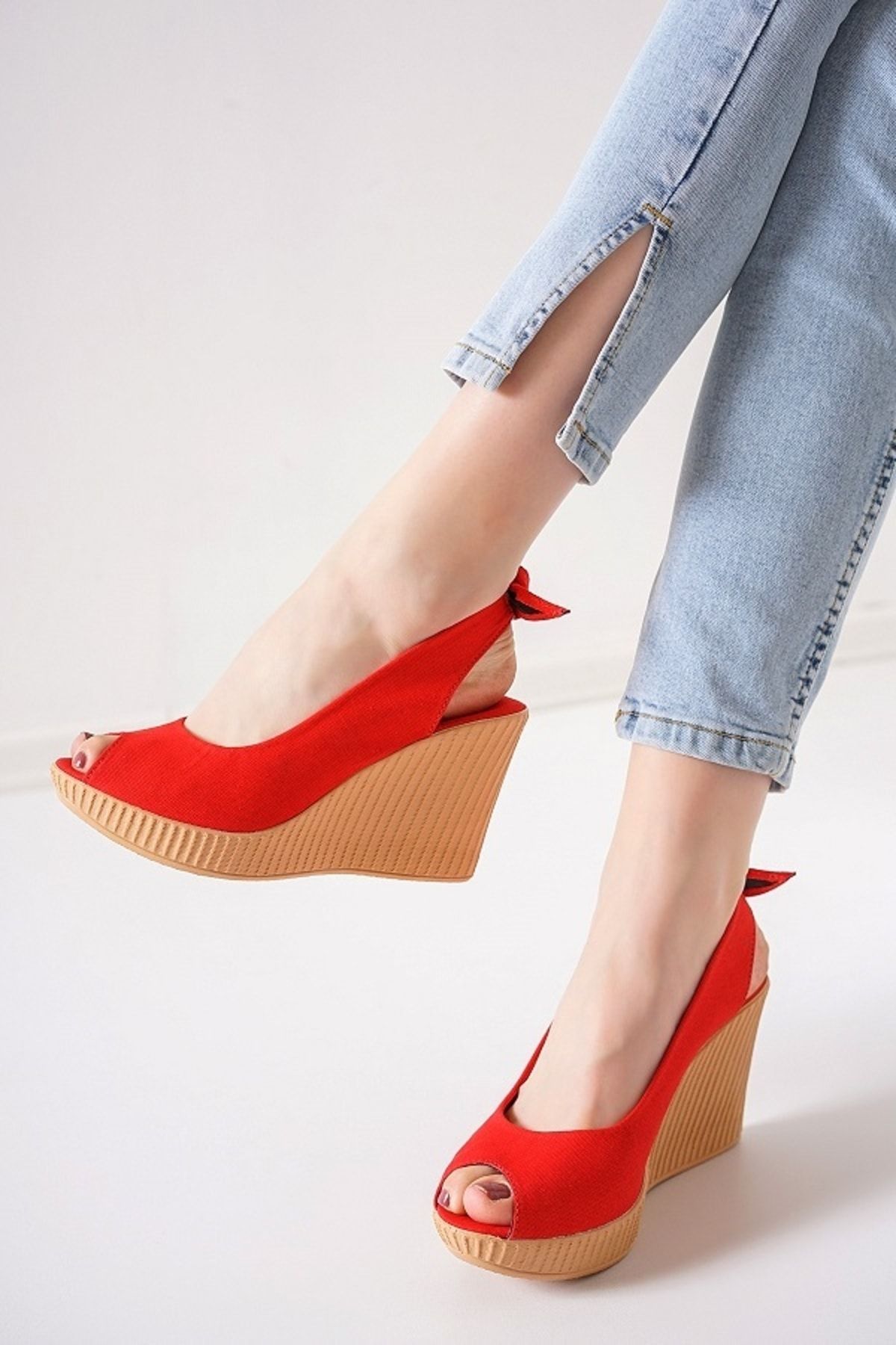 Lanina Kadın Kırmızı Dolgu Topuk Sandalet