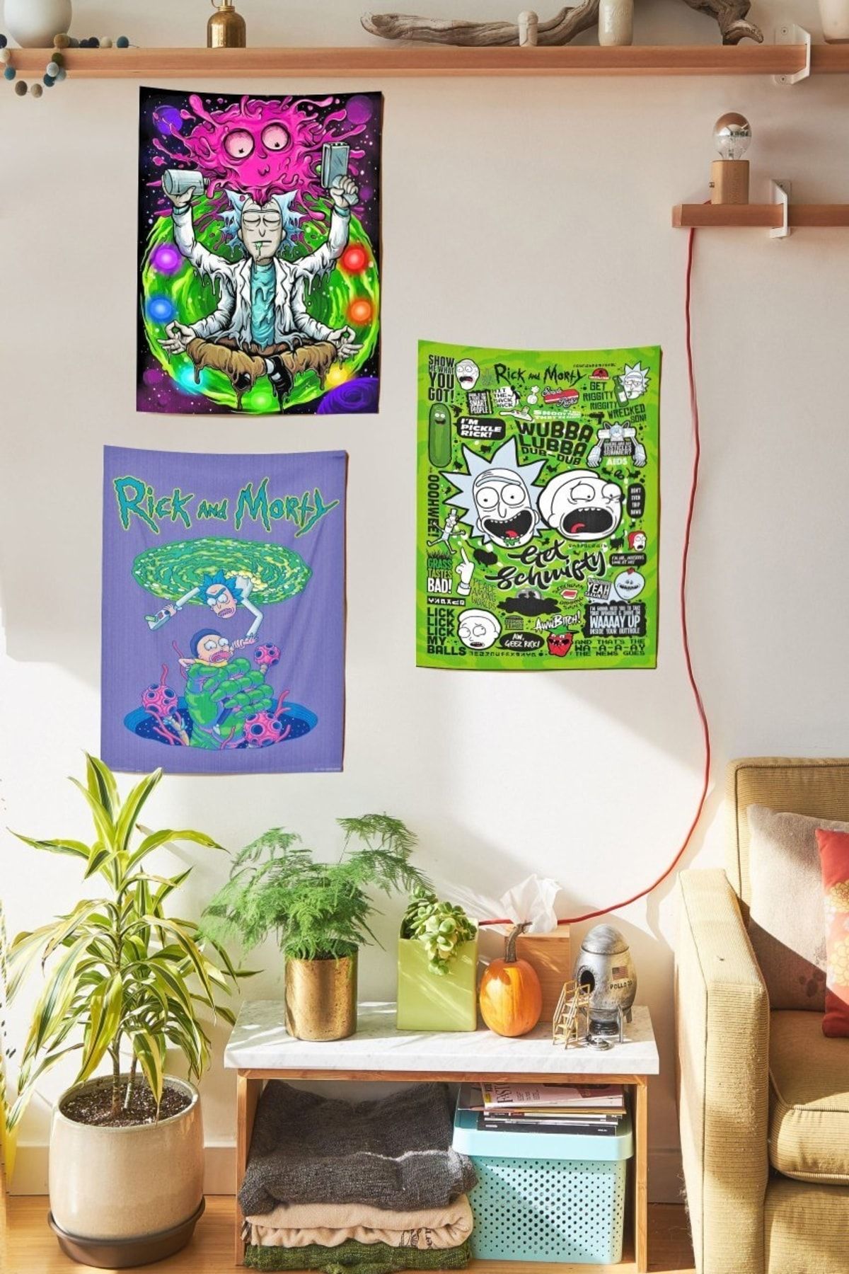 bukashops Rick And Morty 3 'lü Duvar Halısı Seti
