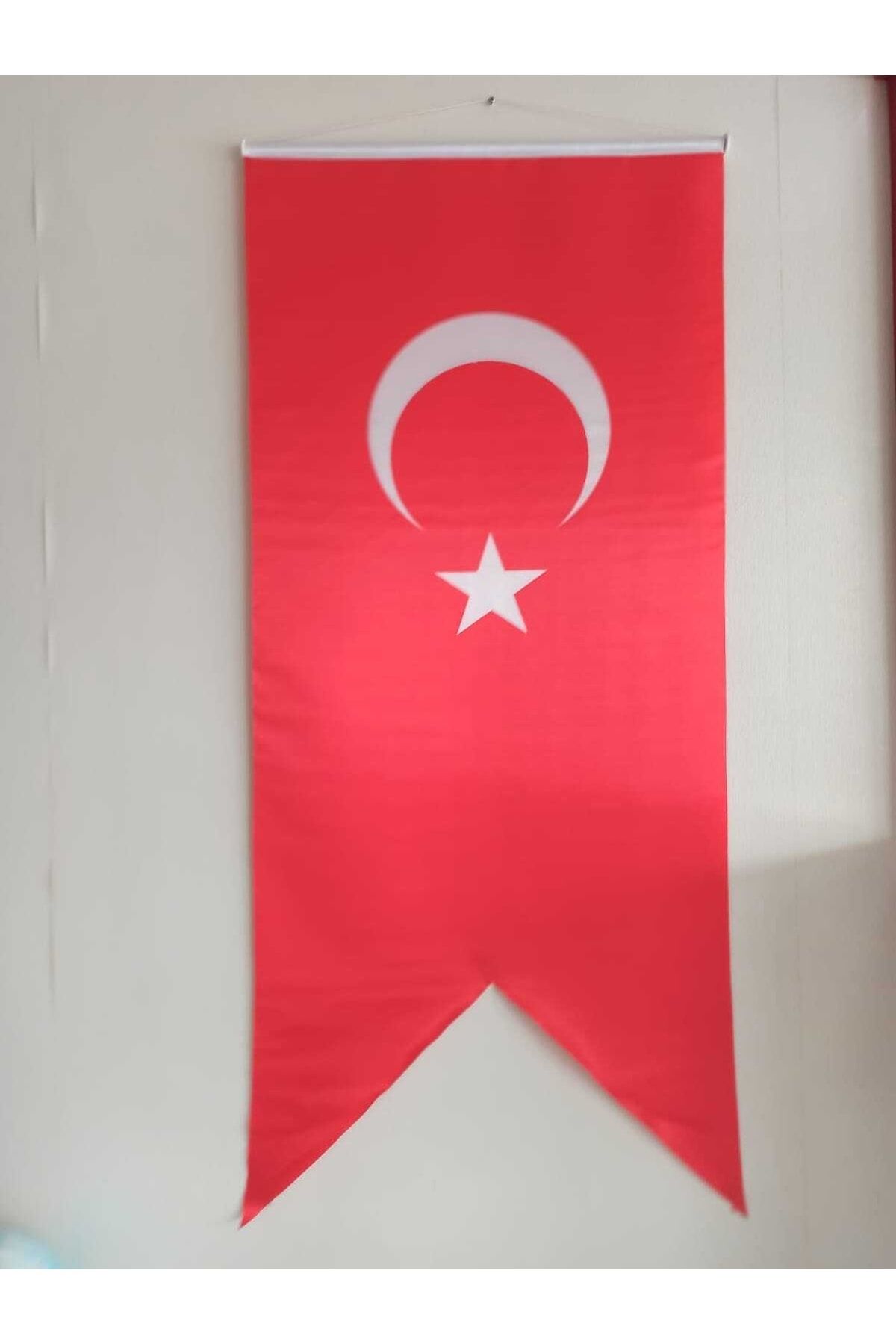 Denizli Bayrak Türk Bayrağı Kırlangıç 100x300 Saten Kumaş