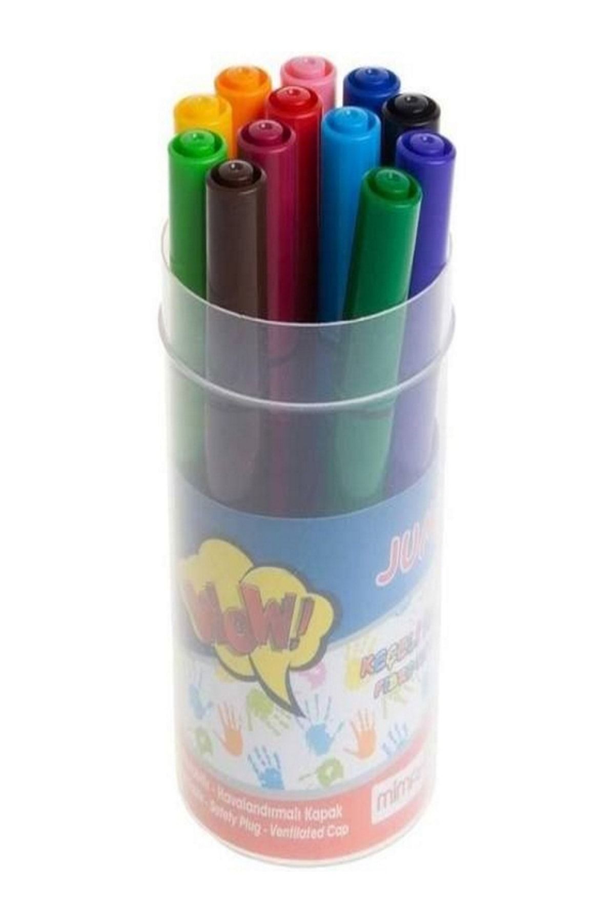 Mimaks Prima 12 Li Yıkanabilir Jumbo Keçeli Kalem Özel Plastik Kutusunda