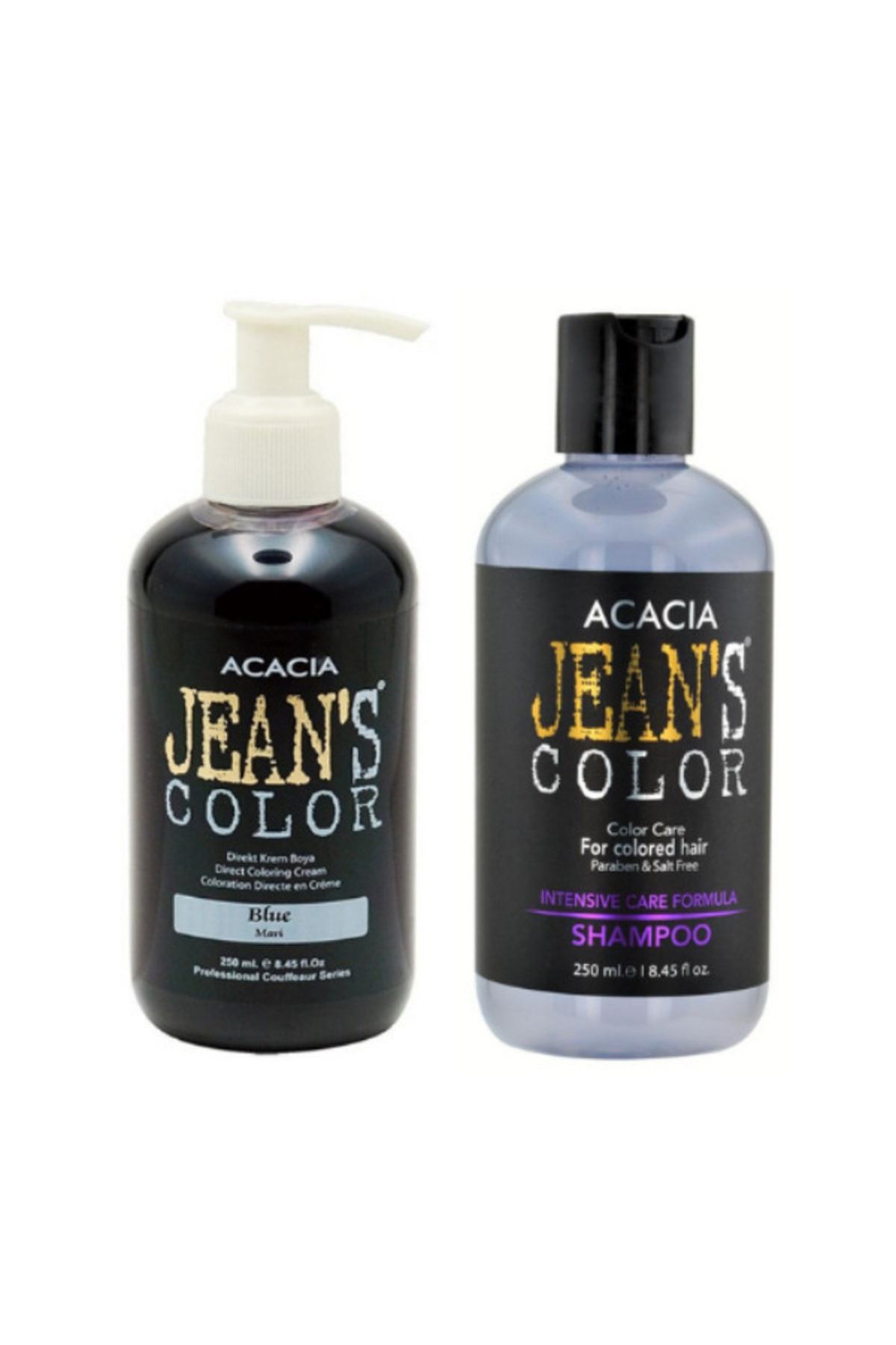 Acacia Jean's Color Mavi Saç Boyası 250 Ml. Ve Jean's Color Boya Koruyucu Şampuan 250 Ml.