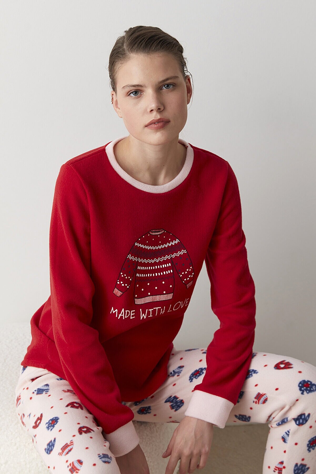 Penti Çok Renkli With Love Polar Pijama Takımı