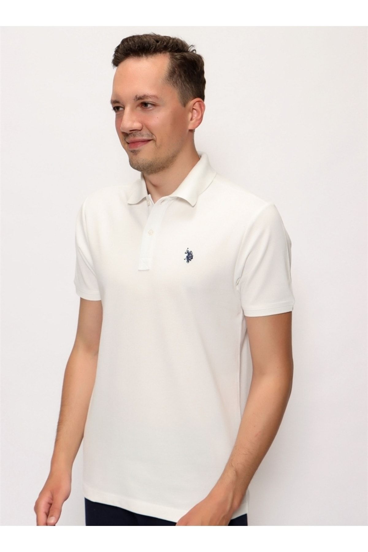 U.S. Polo Assn. Polo Yaka Slim Fit Ekru T-shirt