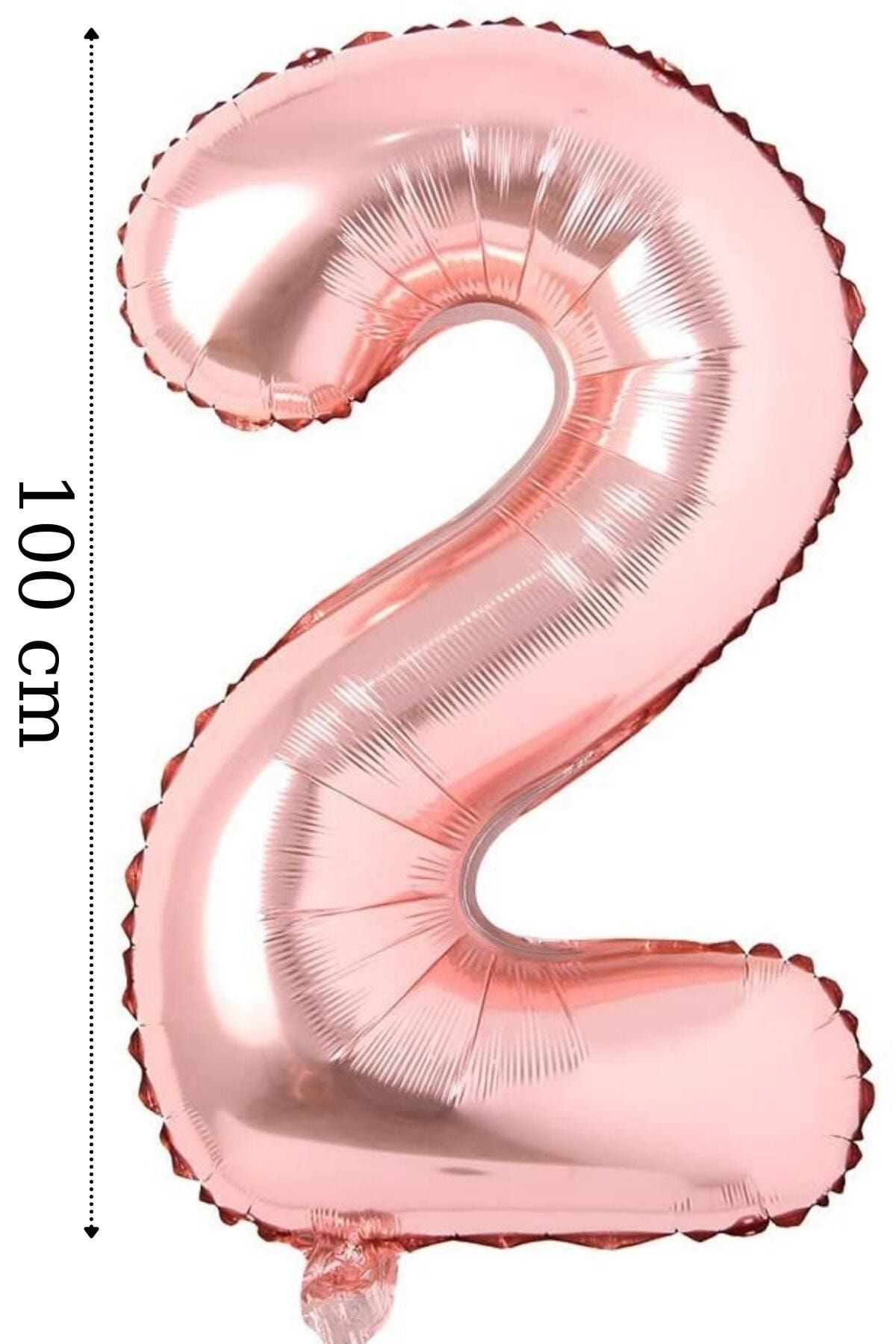 Onay Store Folyo Balon 2 Rakamı Helyum Balon 100 Cm Rose Renk - 2 Yaş Balonu - 2 Yaş Balon -2 Rakam Balon