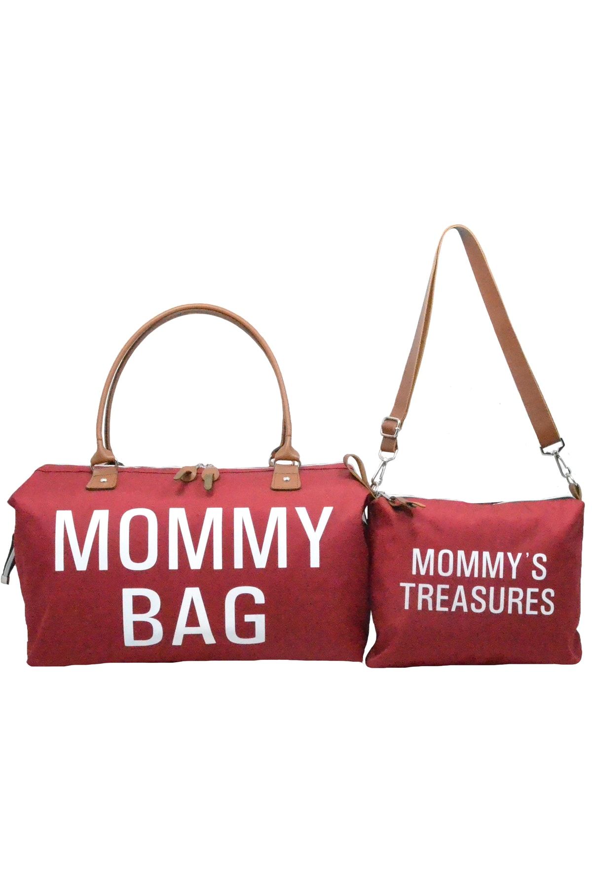 Babysi Mommy Bag Exclusive Tasarım 2 Li Set Bordo Baby Anne Bebek Bakım Ve Kadın Çantası