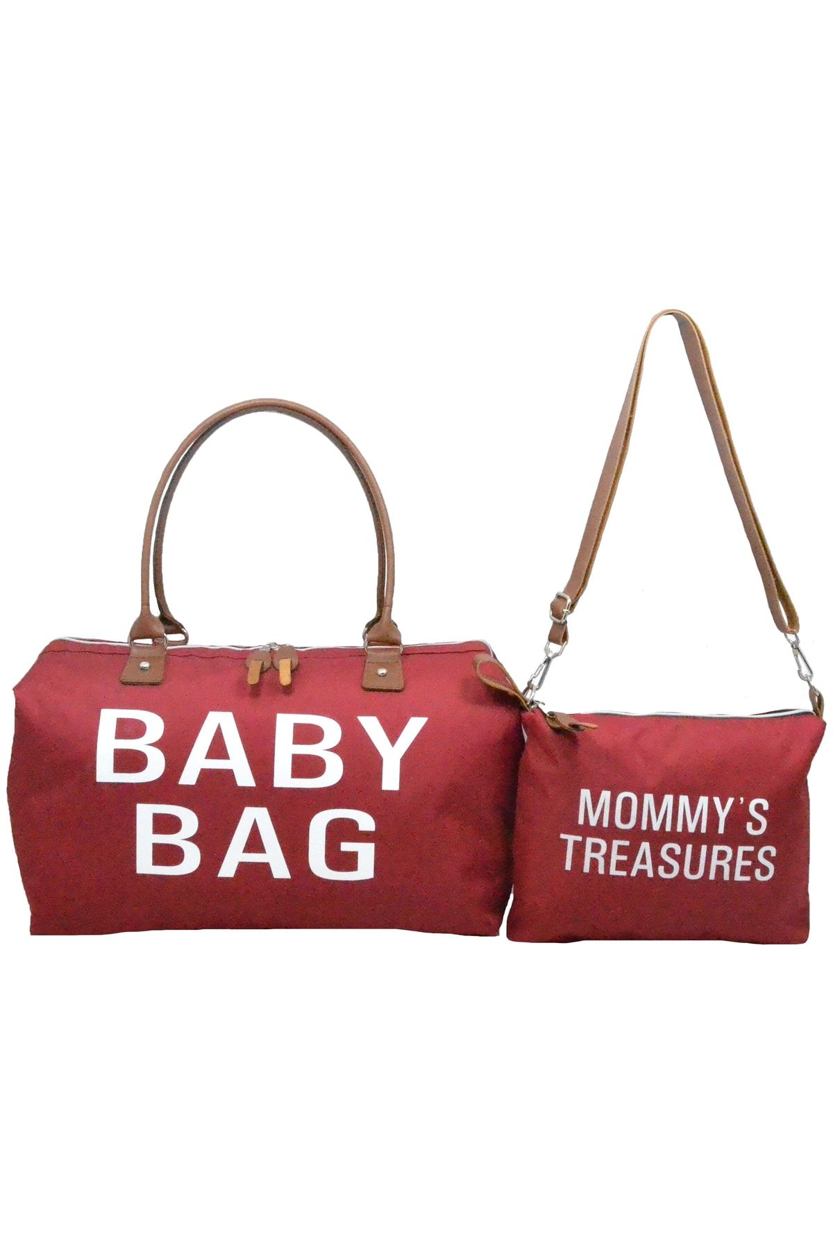 Babysi Baby Bag Tasarım 2 Li Set Bordo Anne Bebek Bakım Ve Kadın Çantası