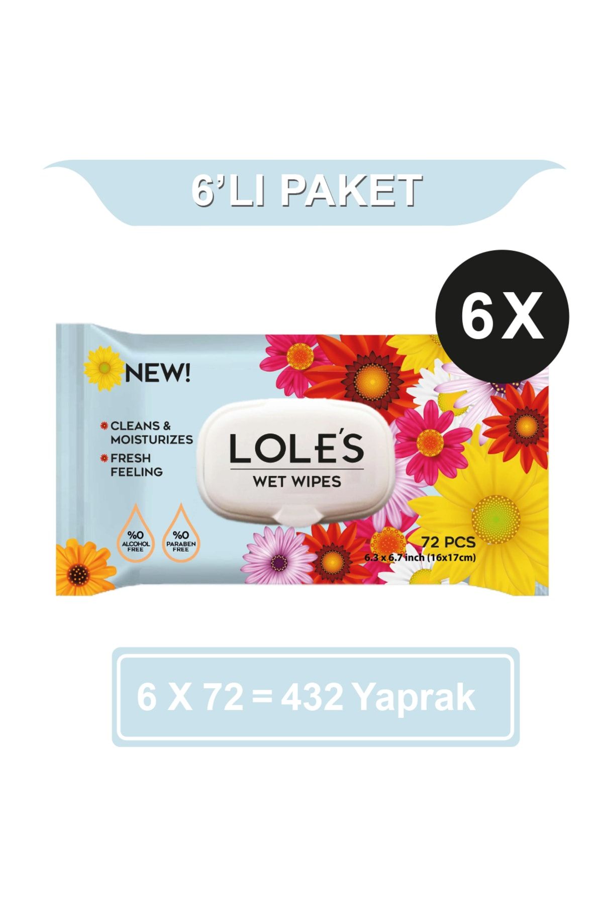 Lole's Genel Kullanım Islak Mendil 6x72 Adet 432 Yaprak