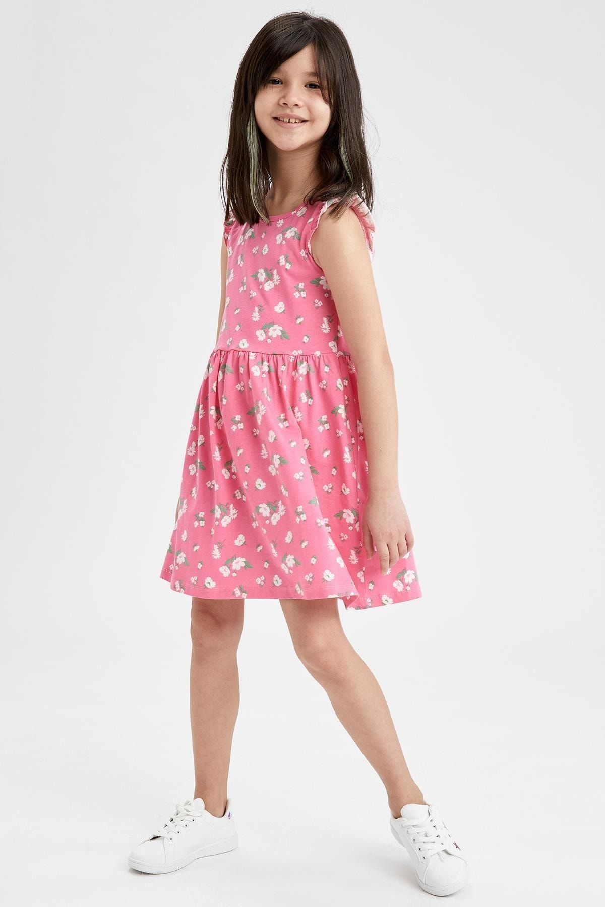 Defacto Kız Çocuk Çiçek Desenli Kolsuz Elbise T2577A621SM