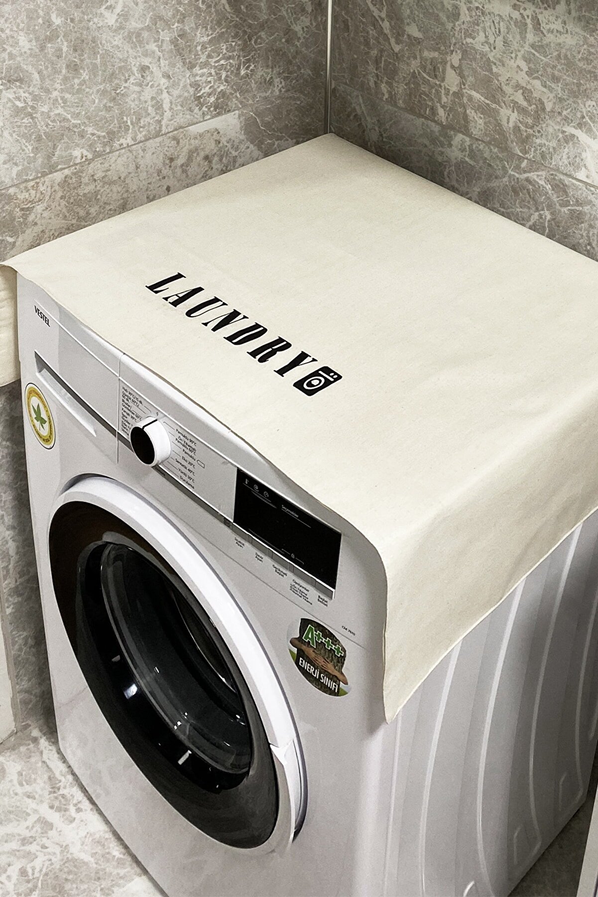 Hanles Laundry Baskılı Çamaşır Makina Örtüsü