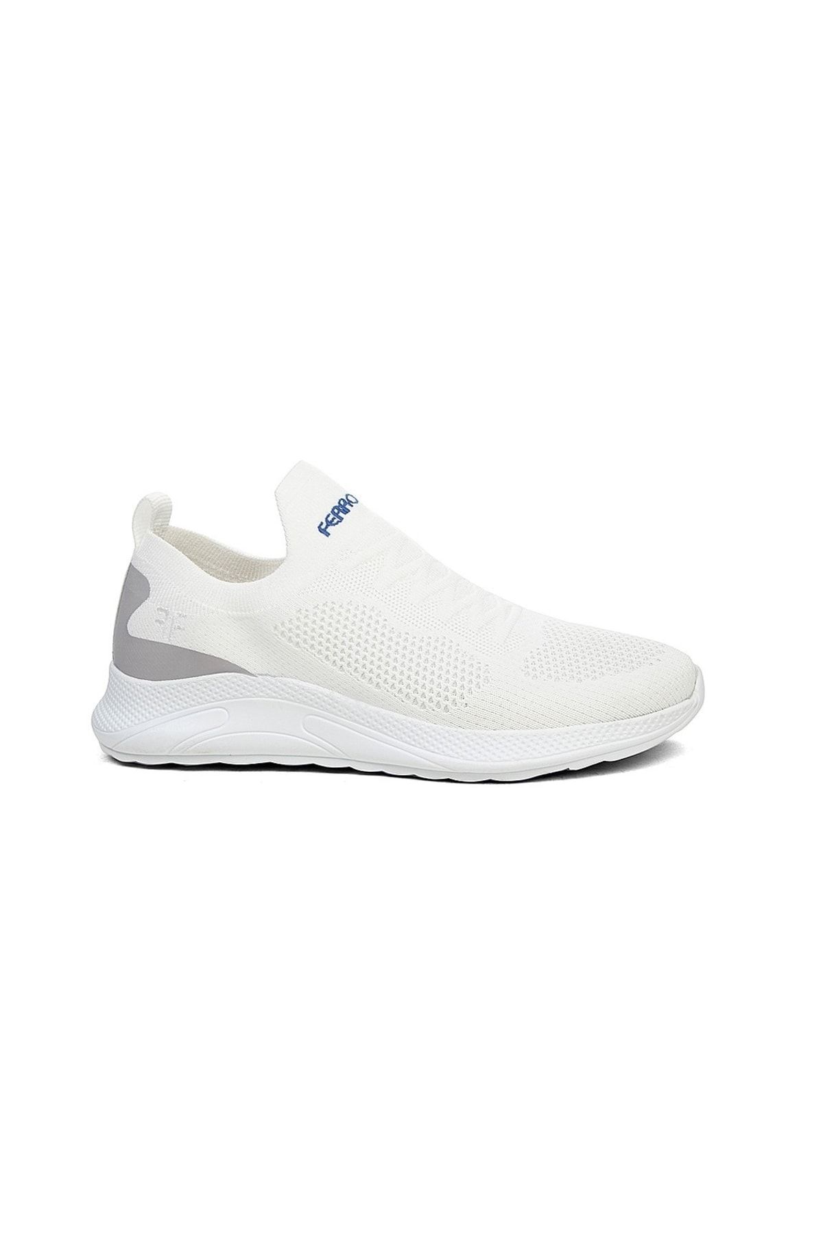FERROSSA Triko Sneakers Spor Bağcıksız Ayakkabı-rahat Ortopedik Kalın Taban Beyaz Renk