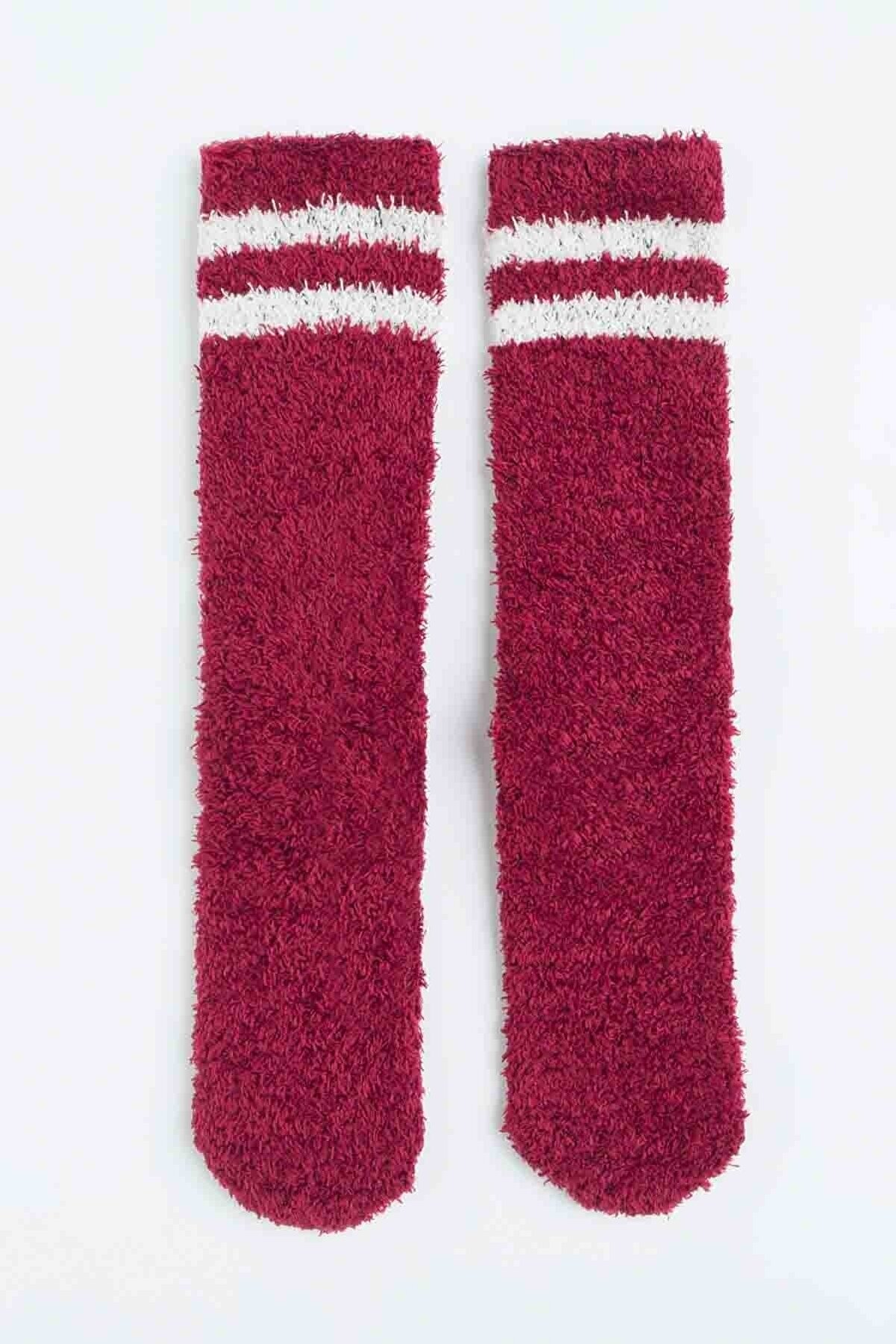 Penti Kadın Bordeaux Çizgili Soket Çorabı