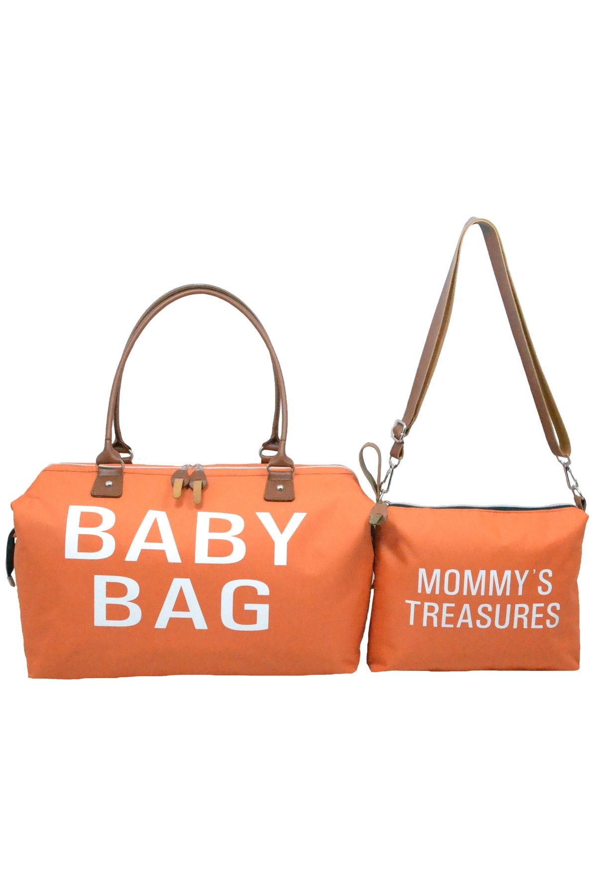 Babysi Baby Bag Tasarım 2 Li Set Kiremit Anne Bebek Bakım Ve Kadın Çantası
