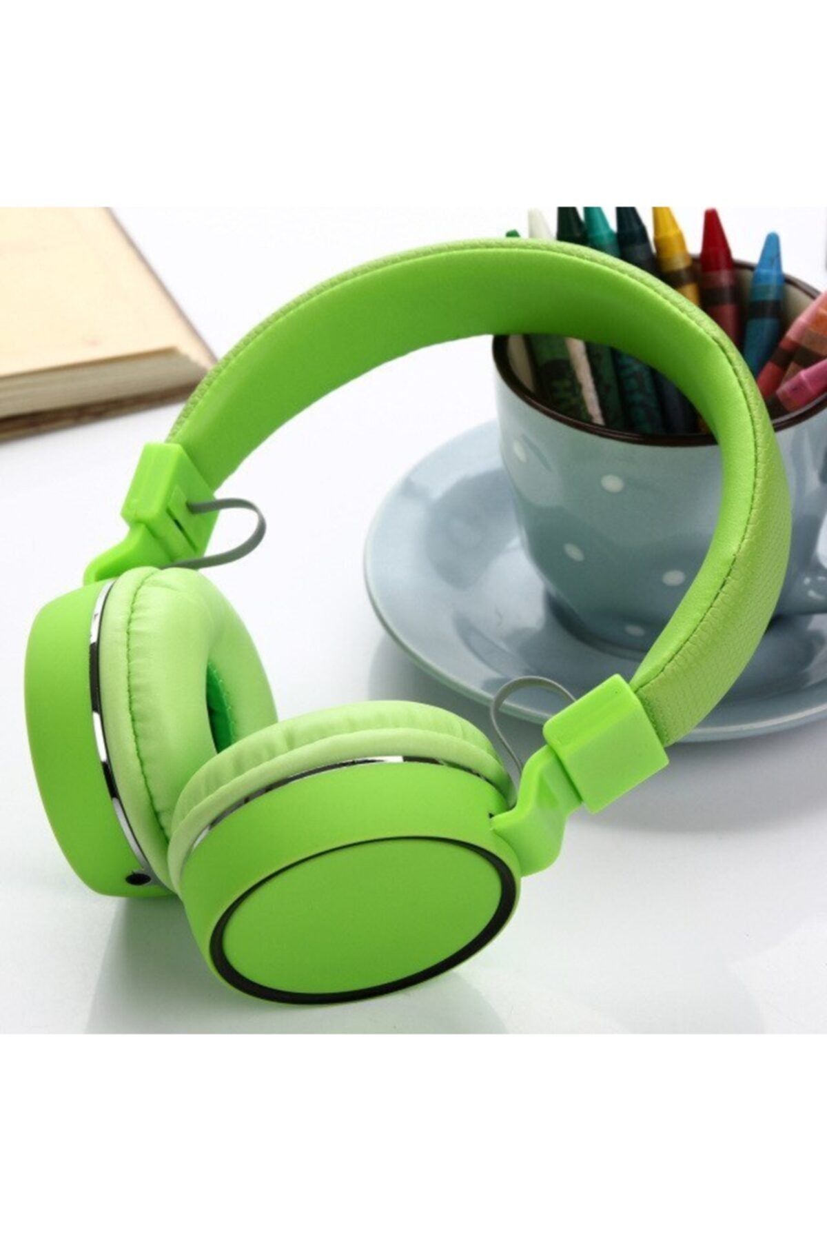 BLUPPLE Tv10 Kafa Bantlı Super Bass Mikrofonlu Kablolu Kulaküstü Kulaklık Yeşil Çocuk Genç
