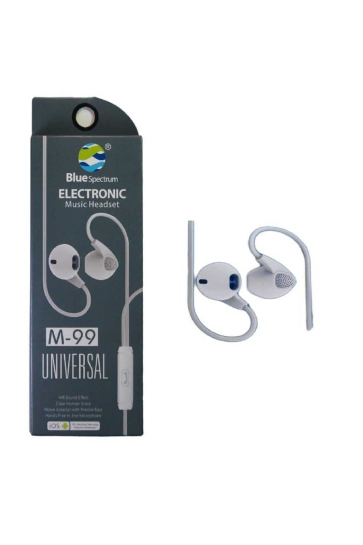 BLUE SPECTRUM M-99 Stereo Mikrofonlu Kulak Içi Kulaklık Tek Ebat Beyaz