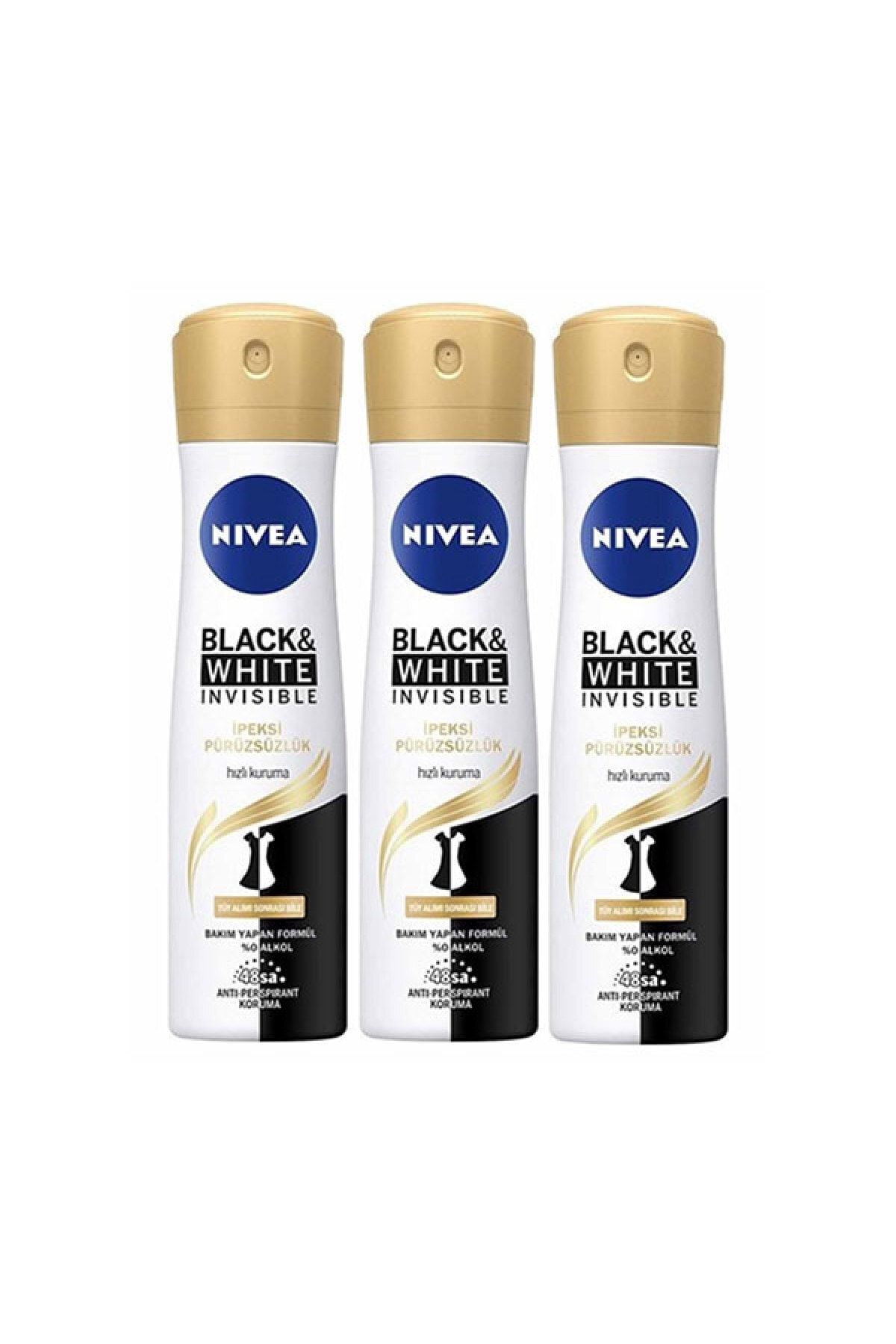 NIVEA Invisible Black And White Ipeksiz Pürüzsüzlük 150 ml Deodorant X 3