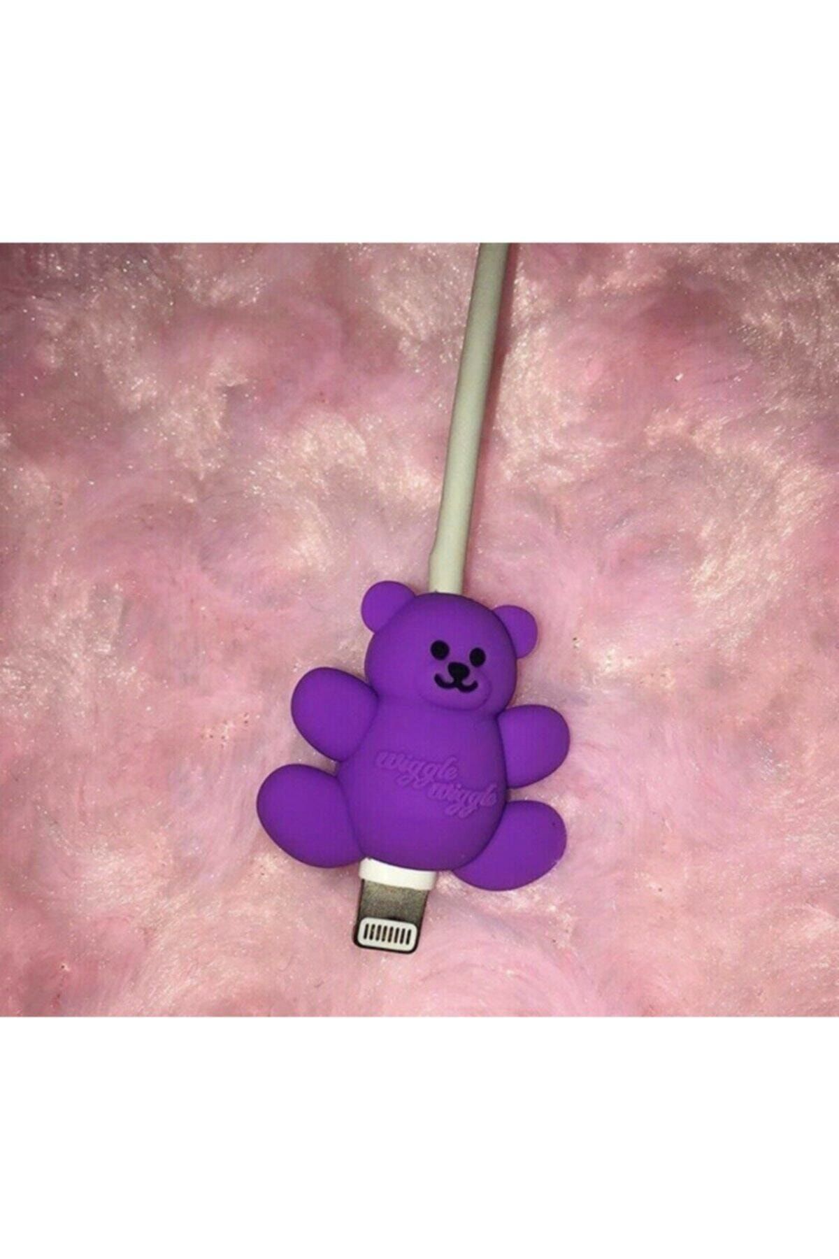 Telehome Sevimli Silikon Kablo Koruyucu Purple Bear