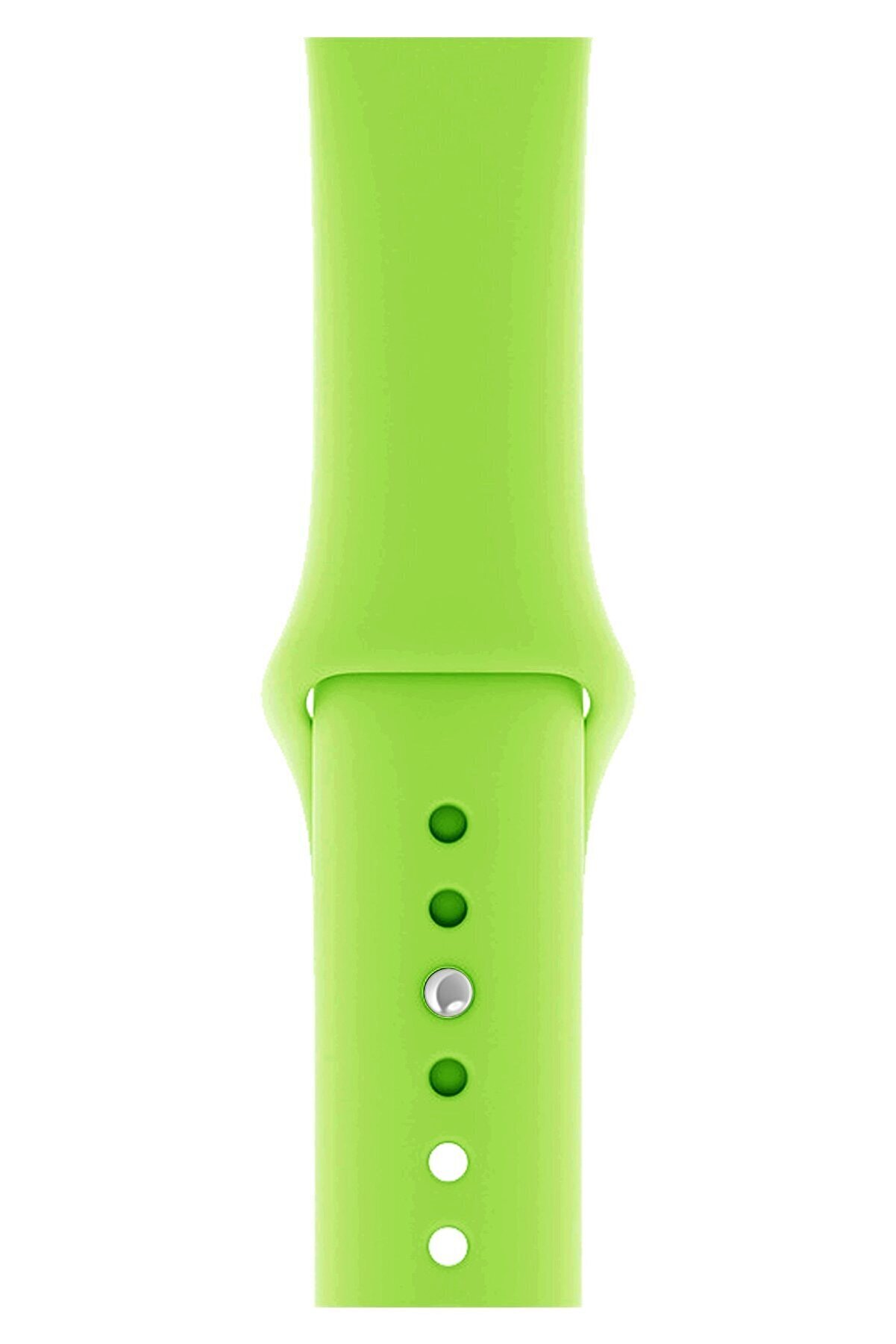 Fibaks Neon Green Apple Watch 44mm A+ Yüksek Kalite Spor Klasik Silikon Kordon