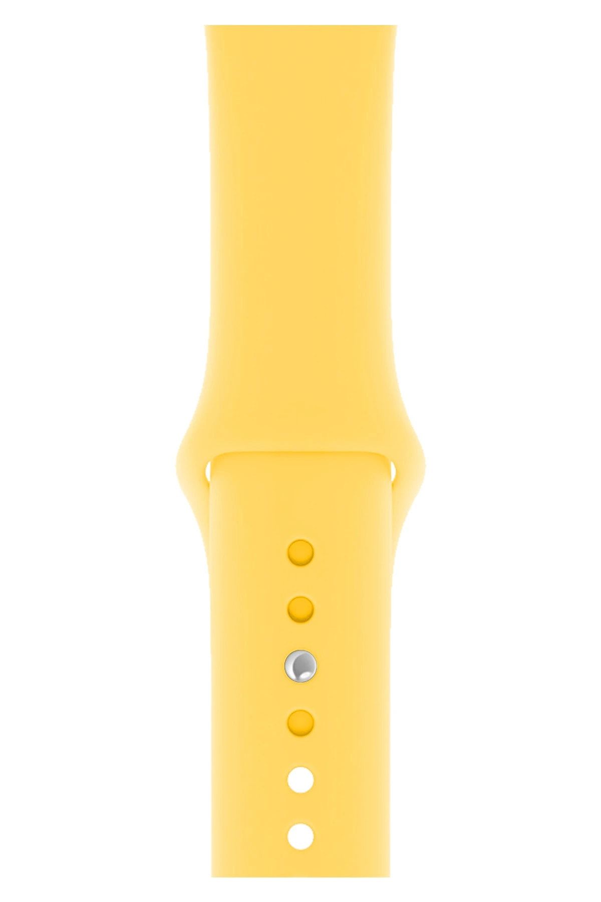 Fibaks Unisex Sarı Apple Watch 42mm A+ Yüksek Kalite Spor Klasik Silikon Kordon