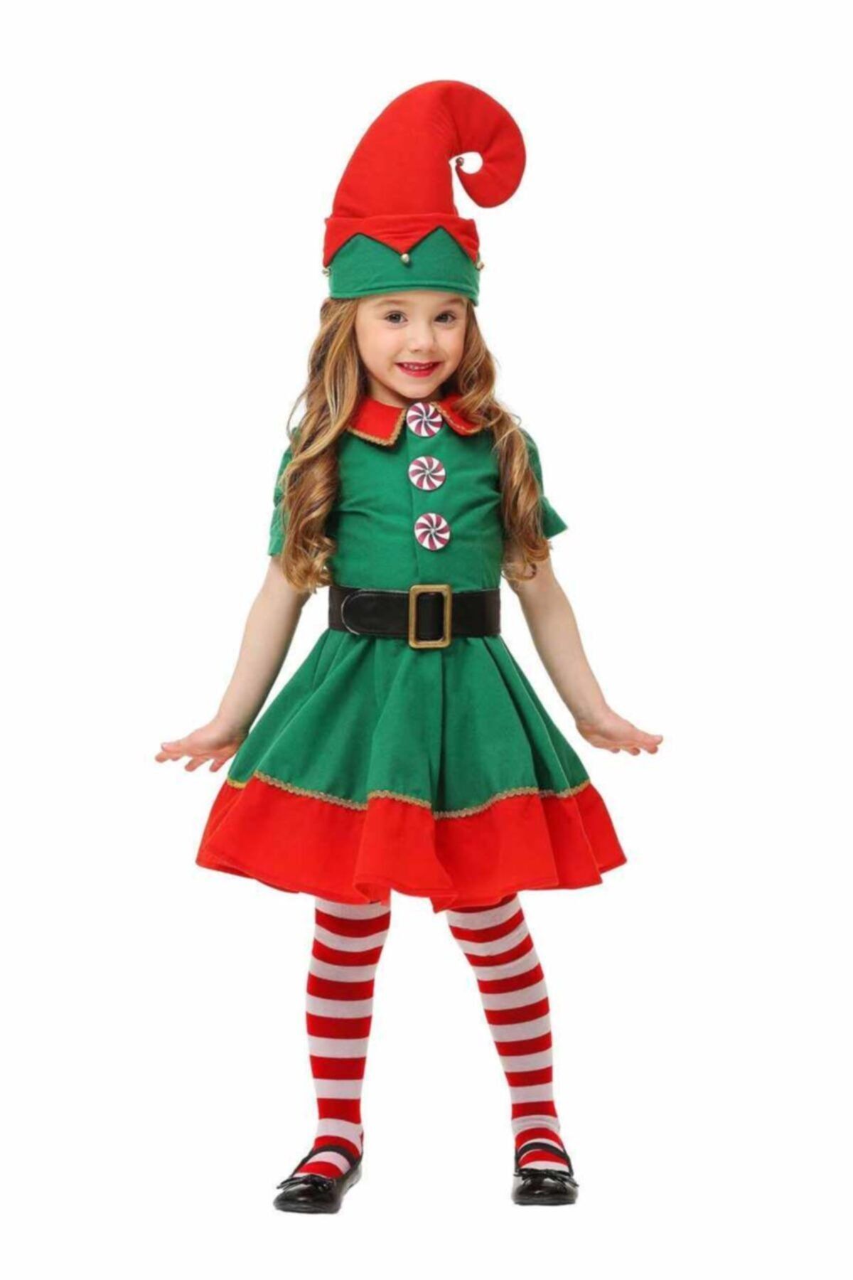 Herkese Kostüm Kız Çocuk Yeşil Yılbaşı Elf Kostümü