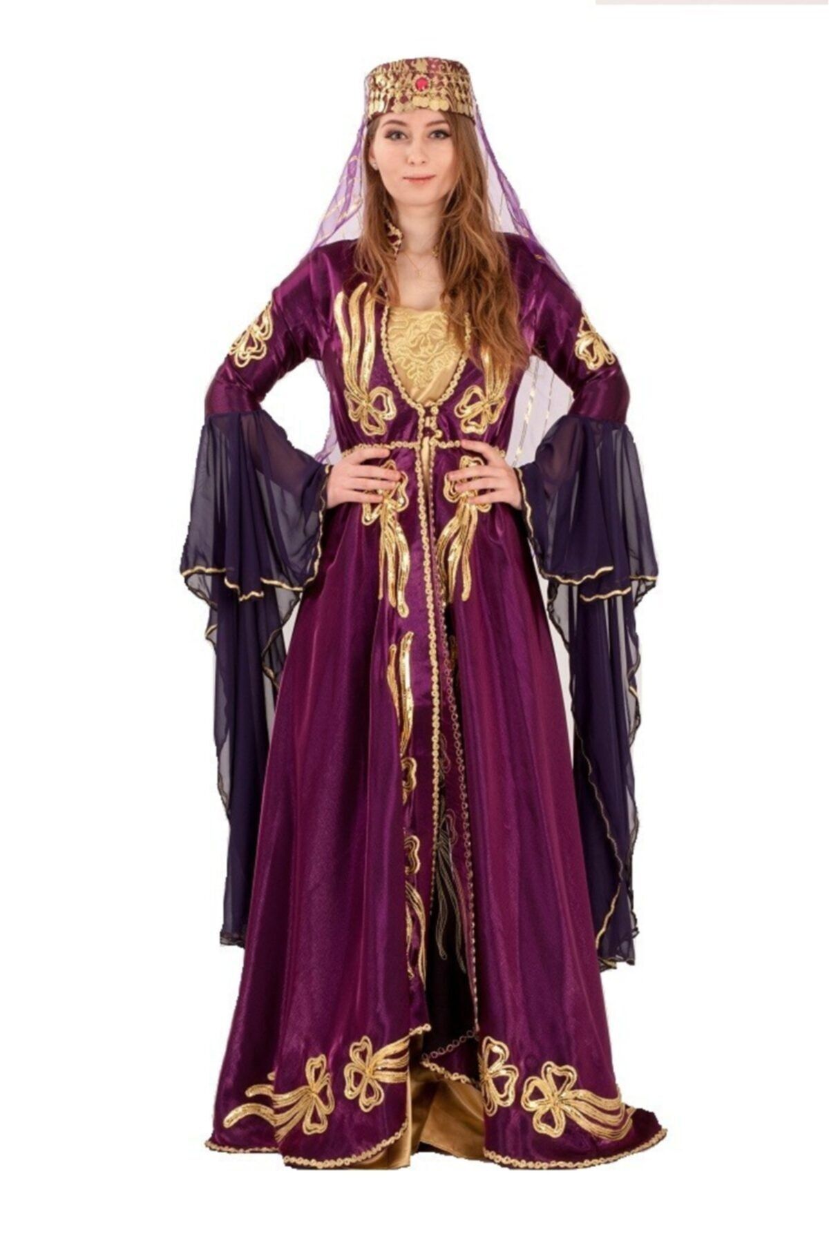 KÖYLÜ KOSTÜM Kadın Mor Valide Sultan Kıyafeti Bindallı Kostümü