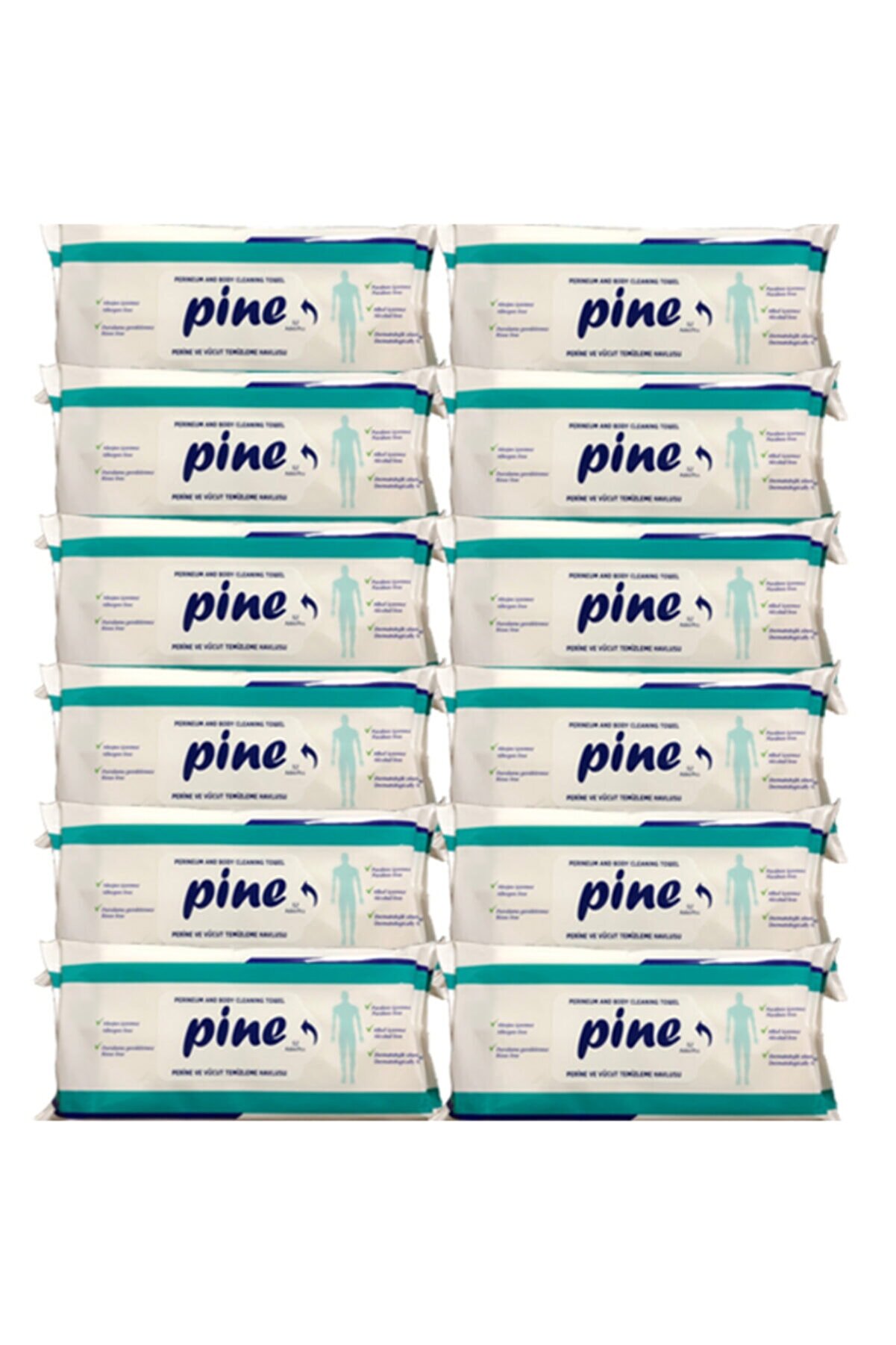 Pine Alkolsüz Hasta Perine Ve Vücut Temizleme Havlusu 52'li X 12 Paket