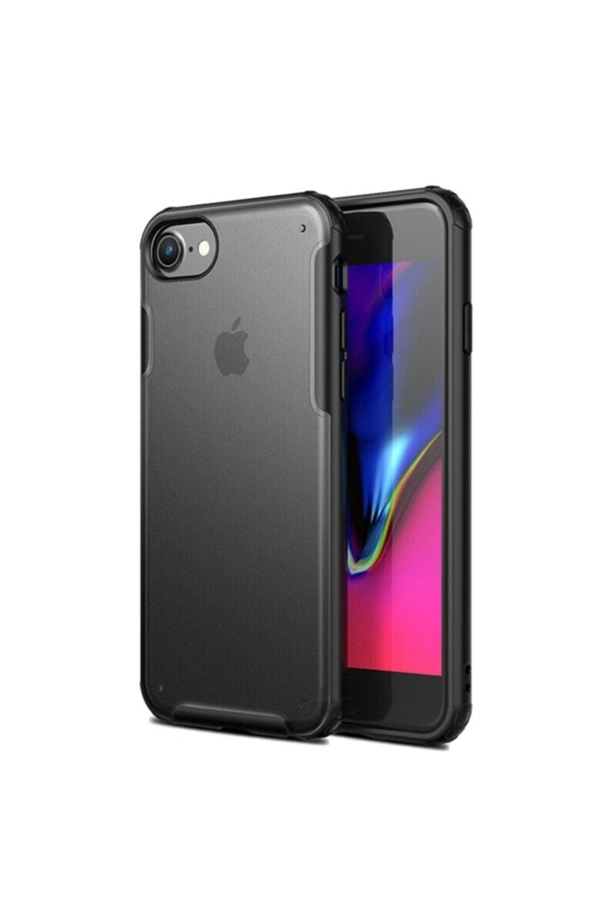 Apple Teleplus Iphone 8 Plus Kılıf Vonk Hibrit Sert Silikon Siyah + Nano Ekran Koruyucu