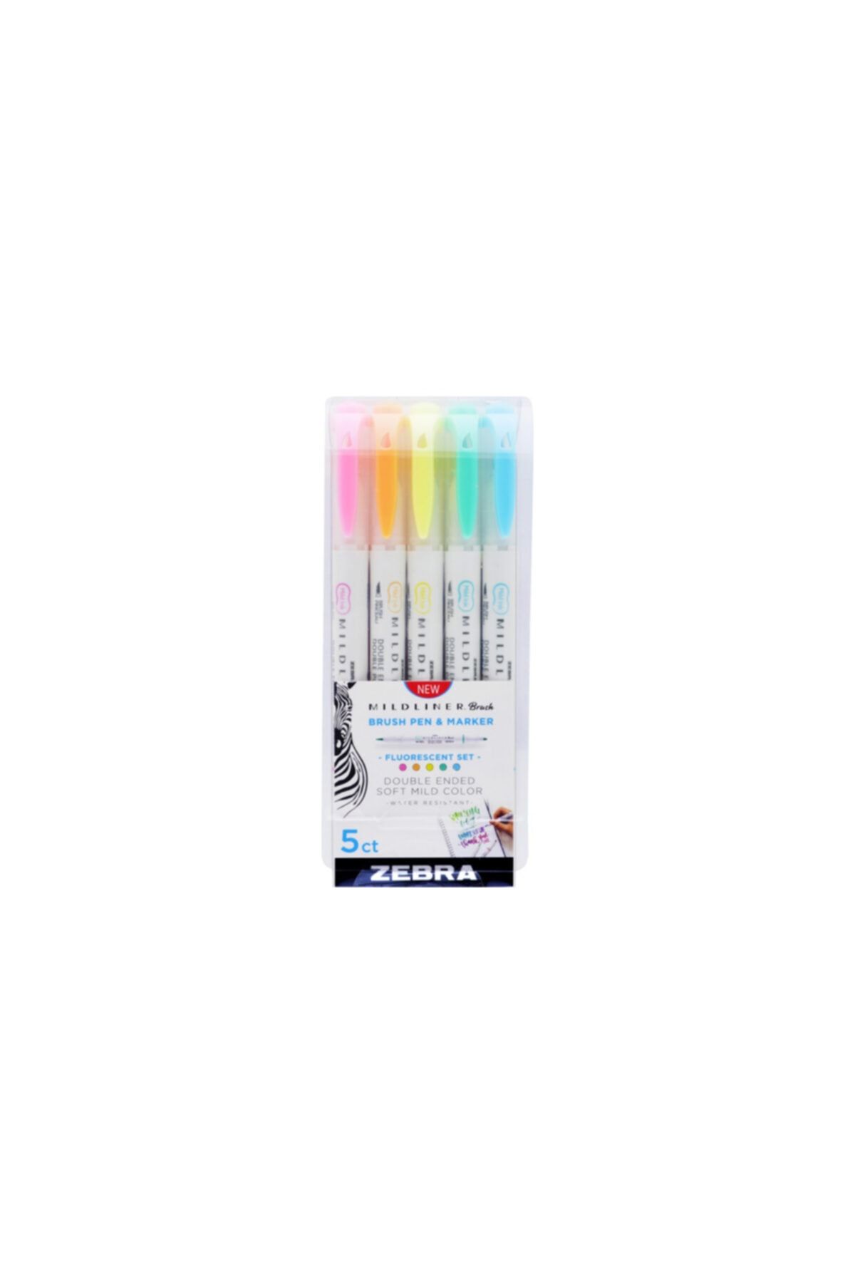 Zebra Mildliner Brush Pen Fırça Uçlu Çizim Kalemi Seti 5'li Pastel Renkler