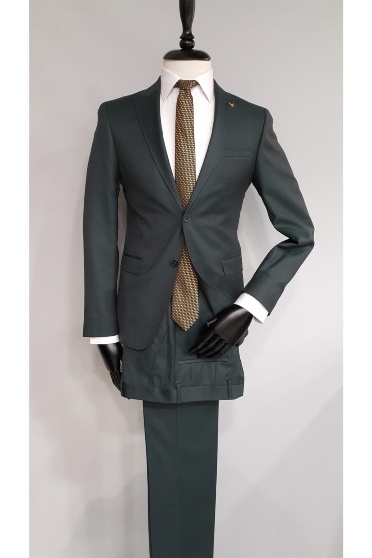 Comienzo Erkek Yeşil Slim Fit Sivri Yaka Tek Yırtmaç Altınyıldız Takım Elbise