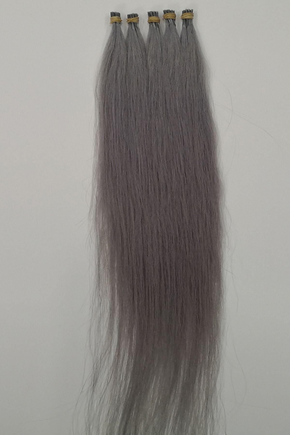 HalitCan HairKing %100 Doğal Gerçek Insan Saçı Renkli (GRİ) Saçlar (70 CM) Boncuk Kaynak