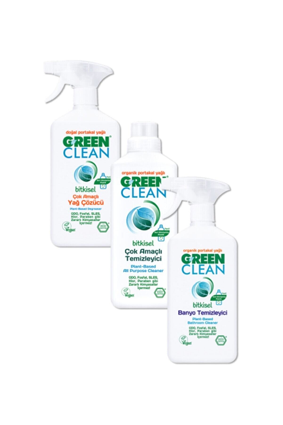 Green Clean Çok Amaçlı Temizleyici 1lt+banyo Temizleyici 500ml+çok Amaçlı Yağ Çözücü 500ml 3lü Set