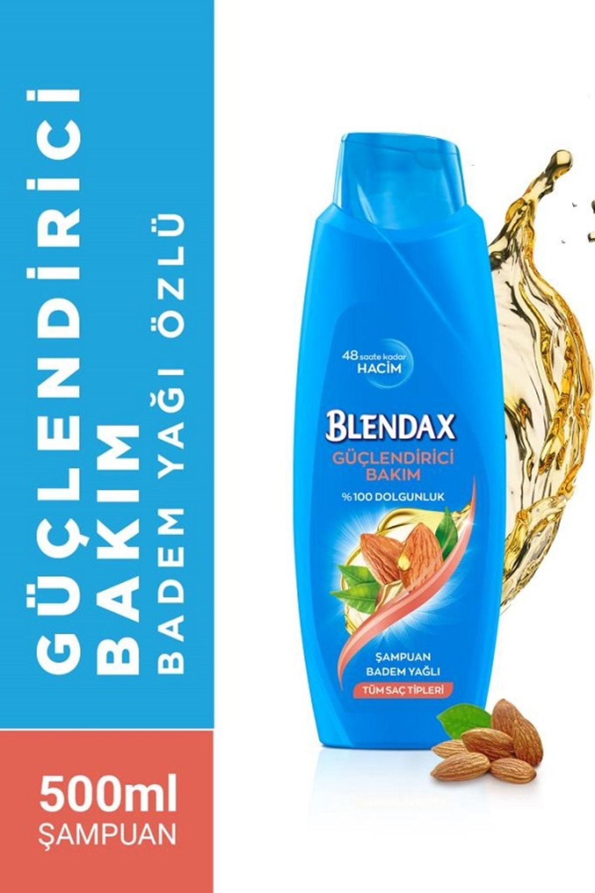 Blendax Güçlendirici Bakım Badem Yağı Özlü Şampuan 500 ml X 3 Adet