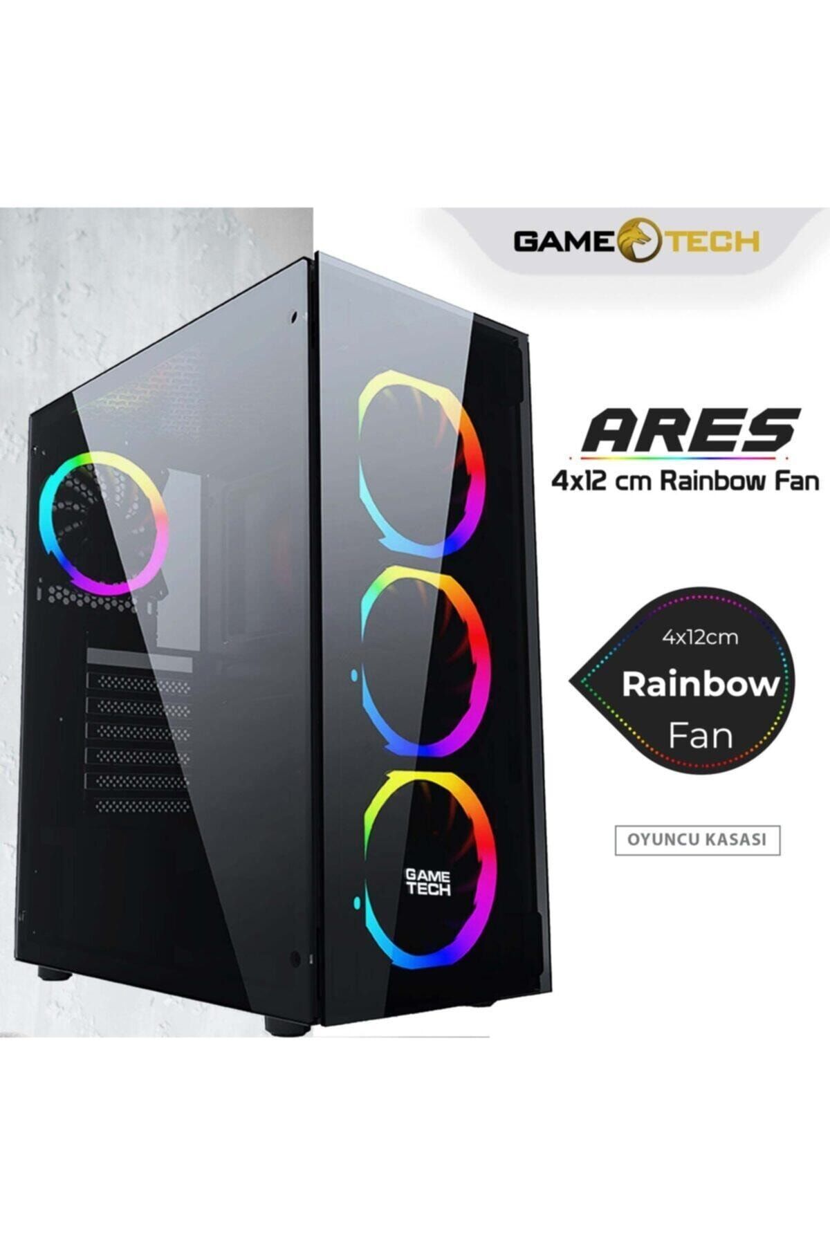 GAMETECH Ares Rainbow 4x120mm Fan Gaming Oyuncu Kasası ( Psu Yok)