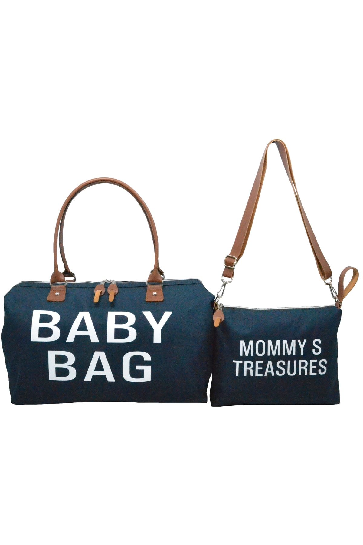 Babysi Baby Bag Tasarım 2 Li Set Lacivert Anne Bebek Bakım Ve Kadın Çantası