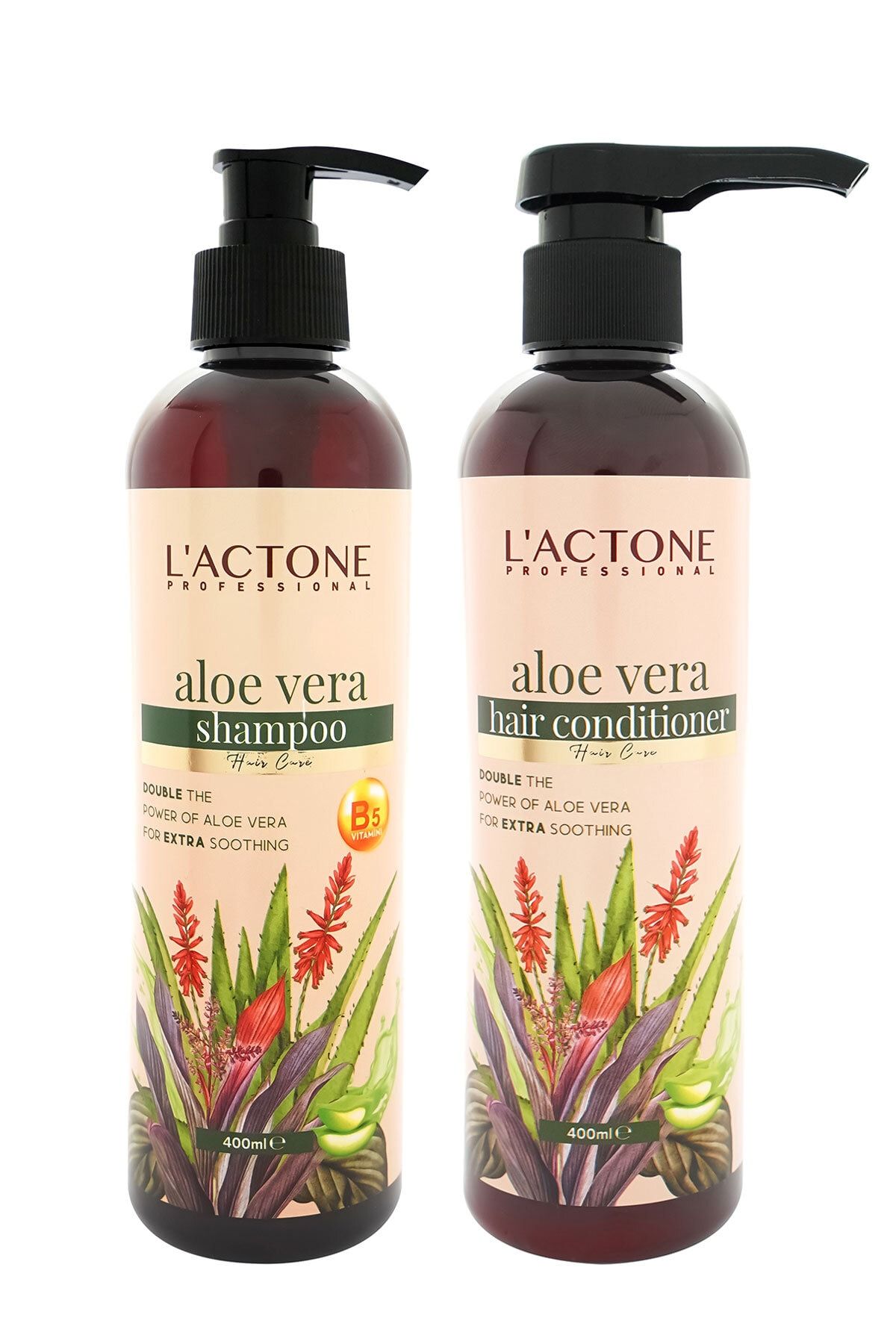 L'ACTONE Aloe Vera Şampuan 400 ml & Saç Kremi 400 ml 2'li Saç Bakım Seti