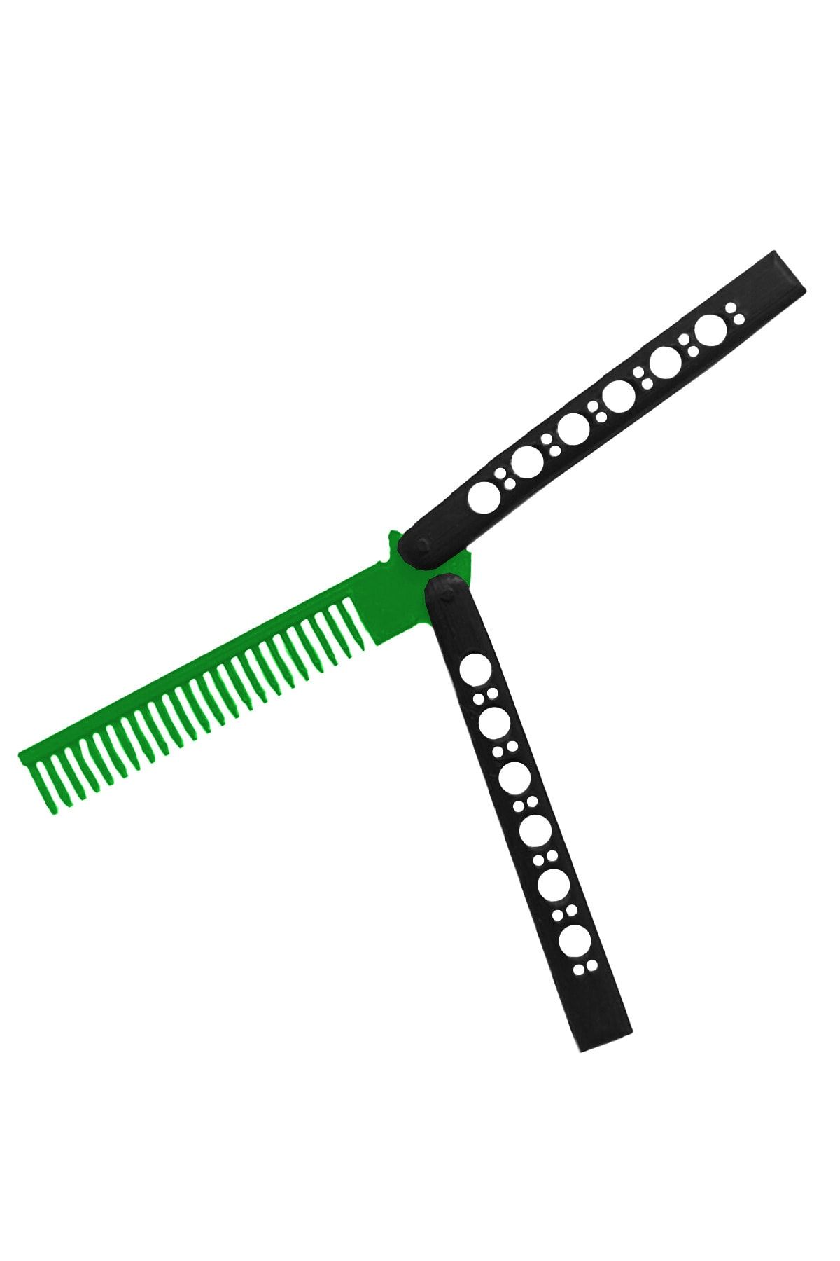Afra Tedarik Standart Kelebek Bıçak Şeklinde Plastik Tarak Saç Tarama Siyah Saplı Koyu Yeşil
