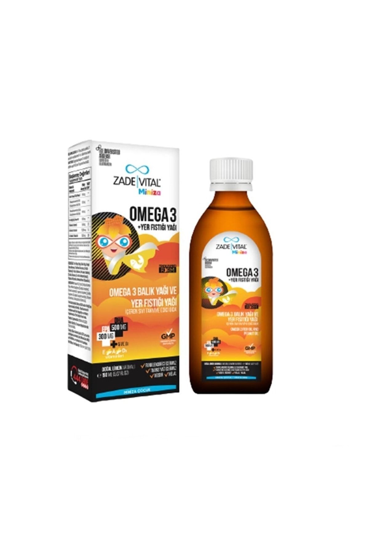 Zade Vital Miniza Omega 3 Yer Fıstığı Yağı Doğal Limon Aromalı 150 ml