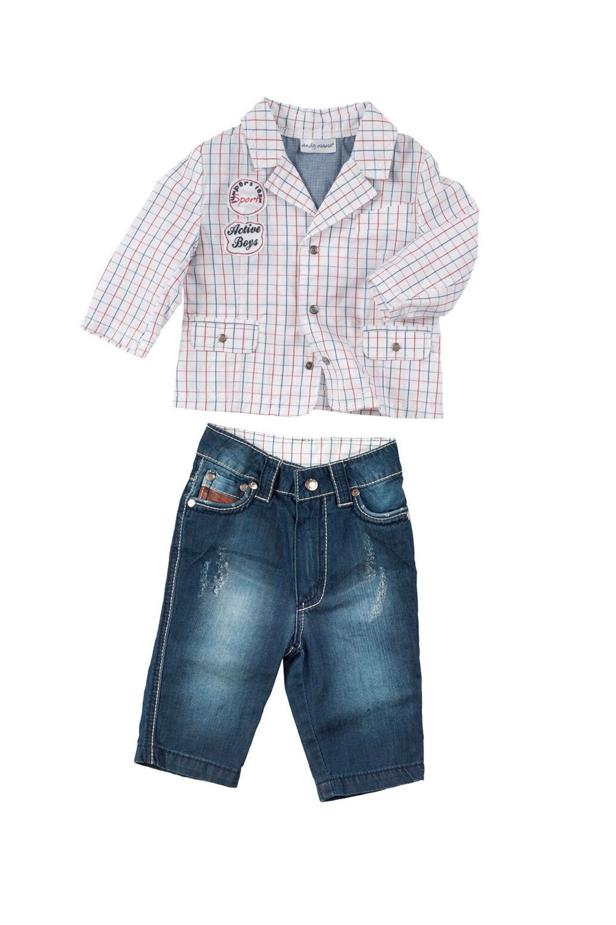 Andy Wawa Erkek Bebek Yazlık Ceket Jean Kot Pantolon Takım