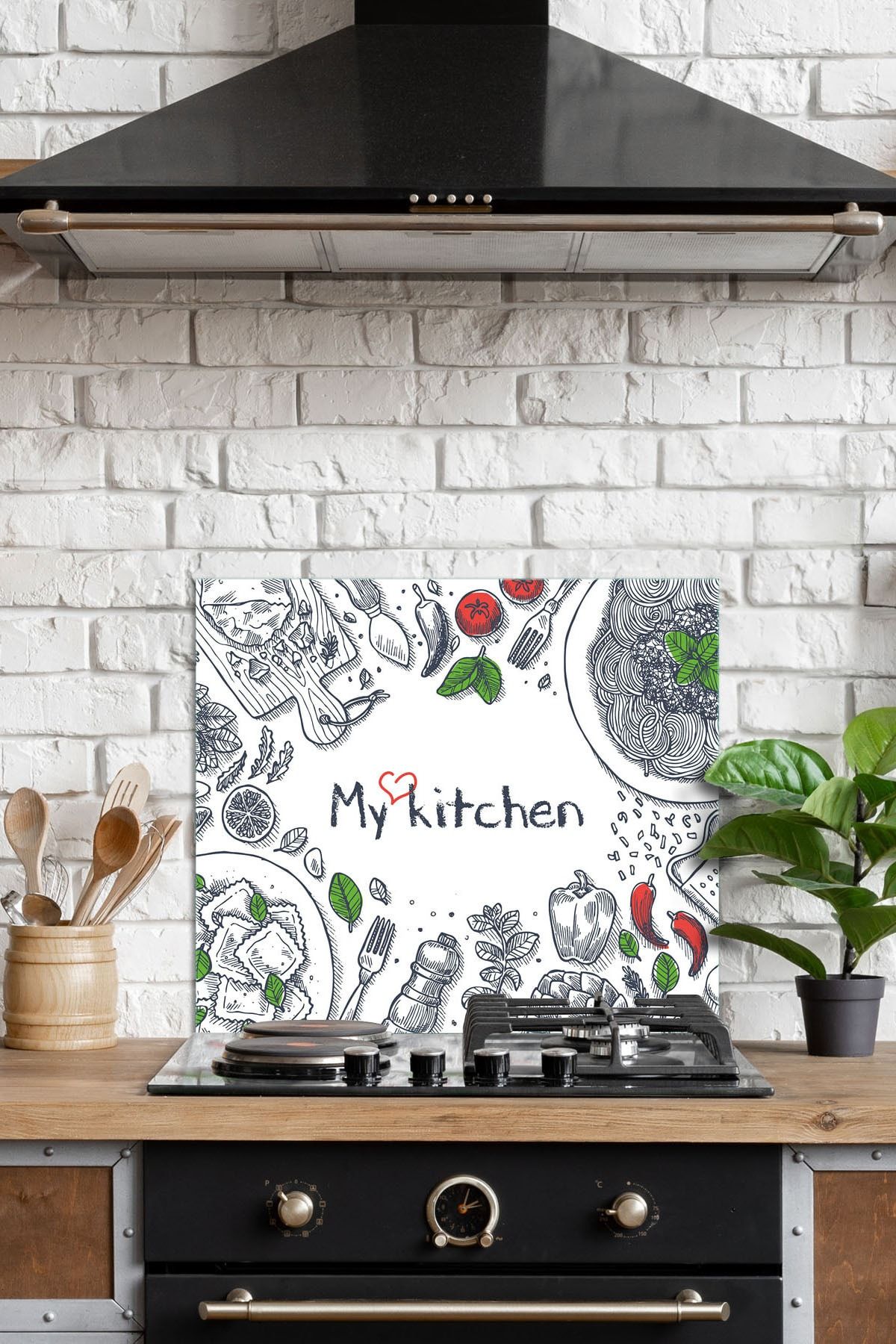 Decovetro Ocak Arkası Koruyucu My Kitchen Yazı Desenli 60x52cm