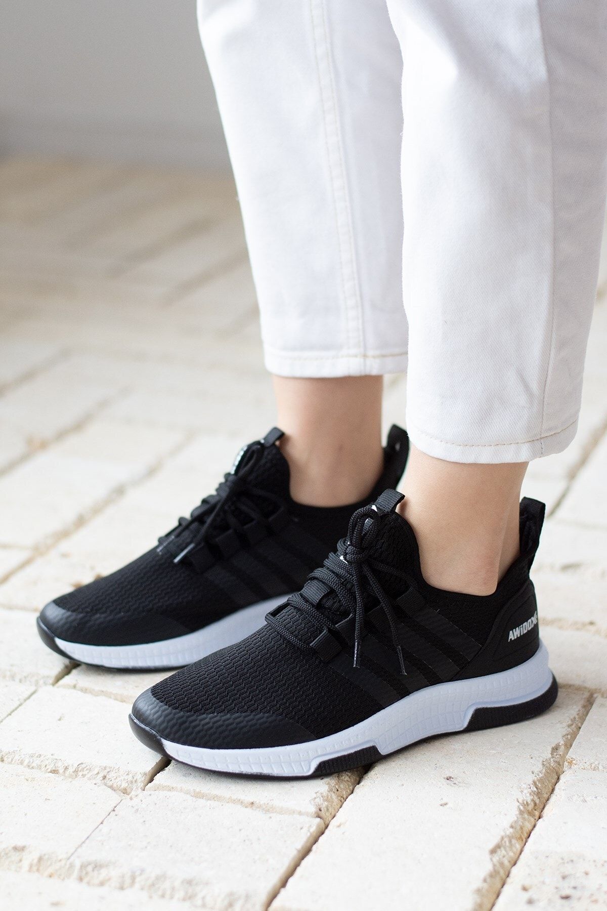 İmerShoes Günlük Unisex Siyah Şeritli Sneaker Nefes Alabilen Hafif Yürüyüş Esnek Spor Ayakkabı 249