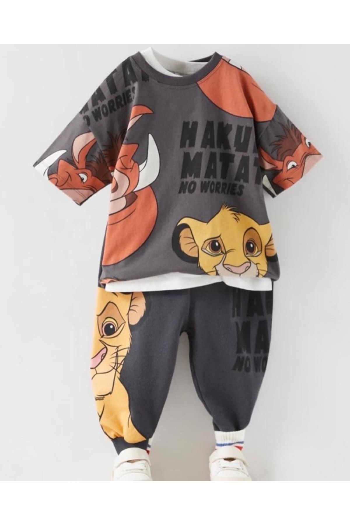 BELLA&MODA Lion Erkek Çocuk Pijama Ve Tişört Kombin, Aslan Kral Baskılı Yeni Sezon Erkek Çocuk Eşofman Takımı