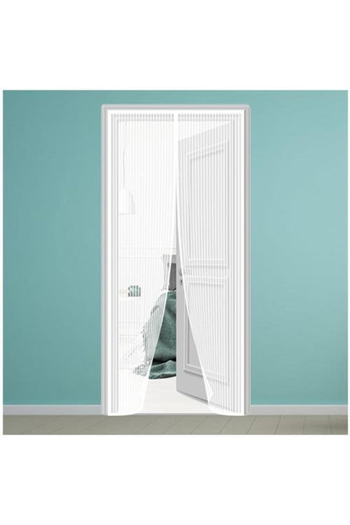 HomeCare 6 Adet Beyaz Mıknatıslı Ergonomik Tül Kapı Sinekliği 716391