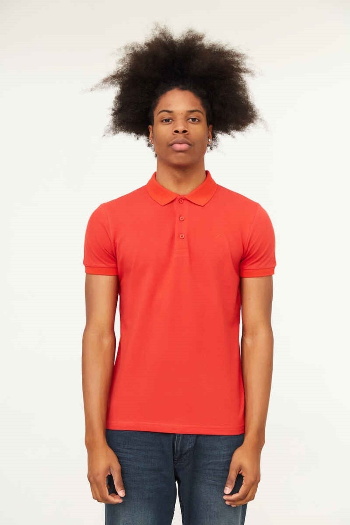 Cazador Erkek Polo Yaka %100 Pamuk T-shirt B.kırmızı