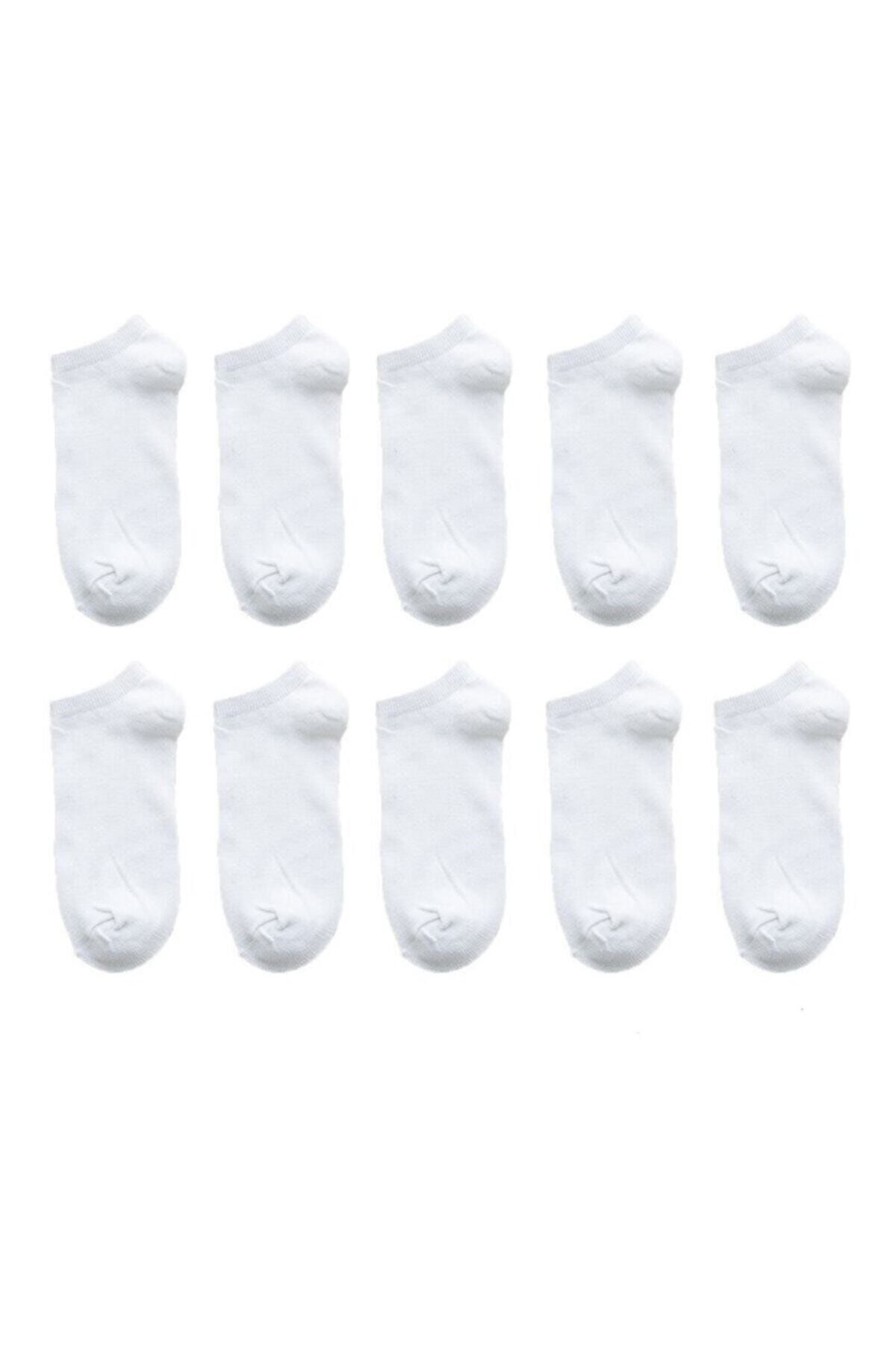 Zirve Unisex 10 Çift Koton Ekonomik Beyaz Renk Patik Çorap