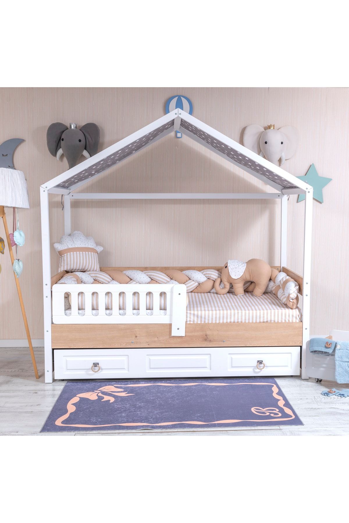 Mini Baby Minibaby Capy Filli 4’lü Örgü Montessori Bebek Çocuk Uyku Seti