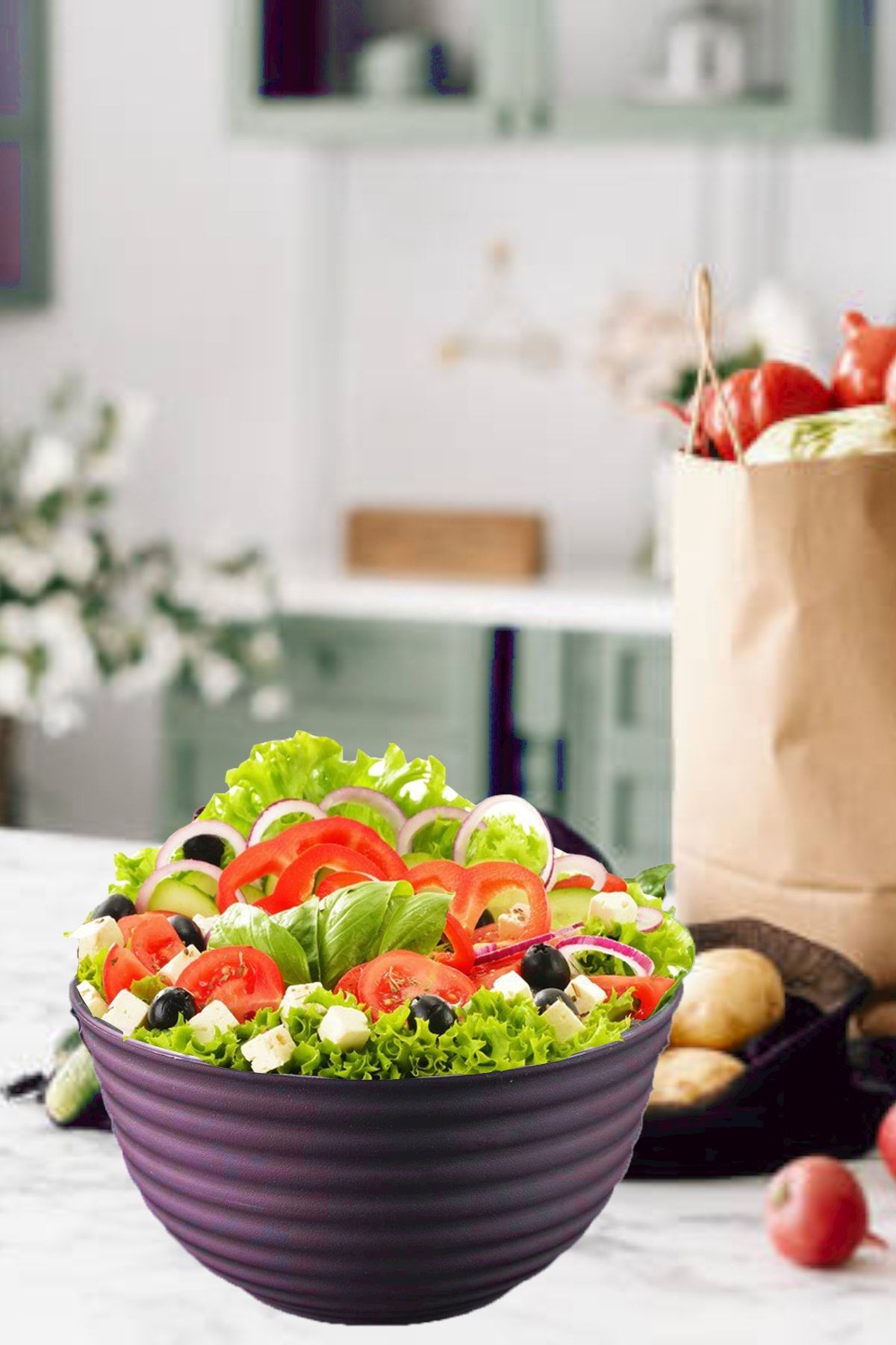 Tiklasende Vera Kitchen, Plastik Salata, Mısır Ve Meyve Sunum Kasesi 4,5 Lt