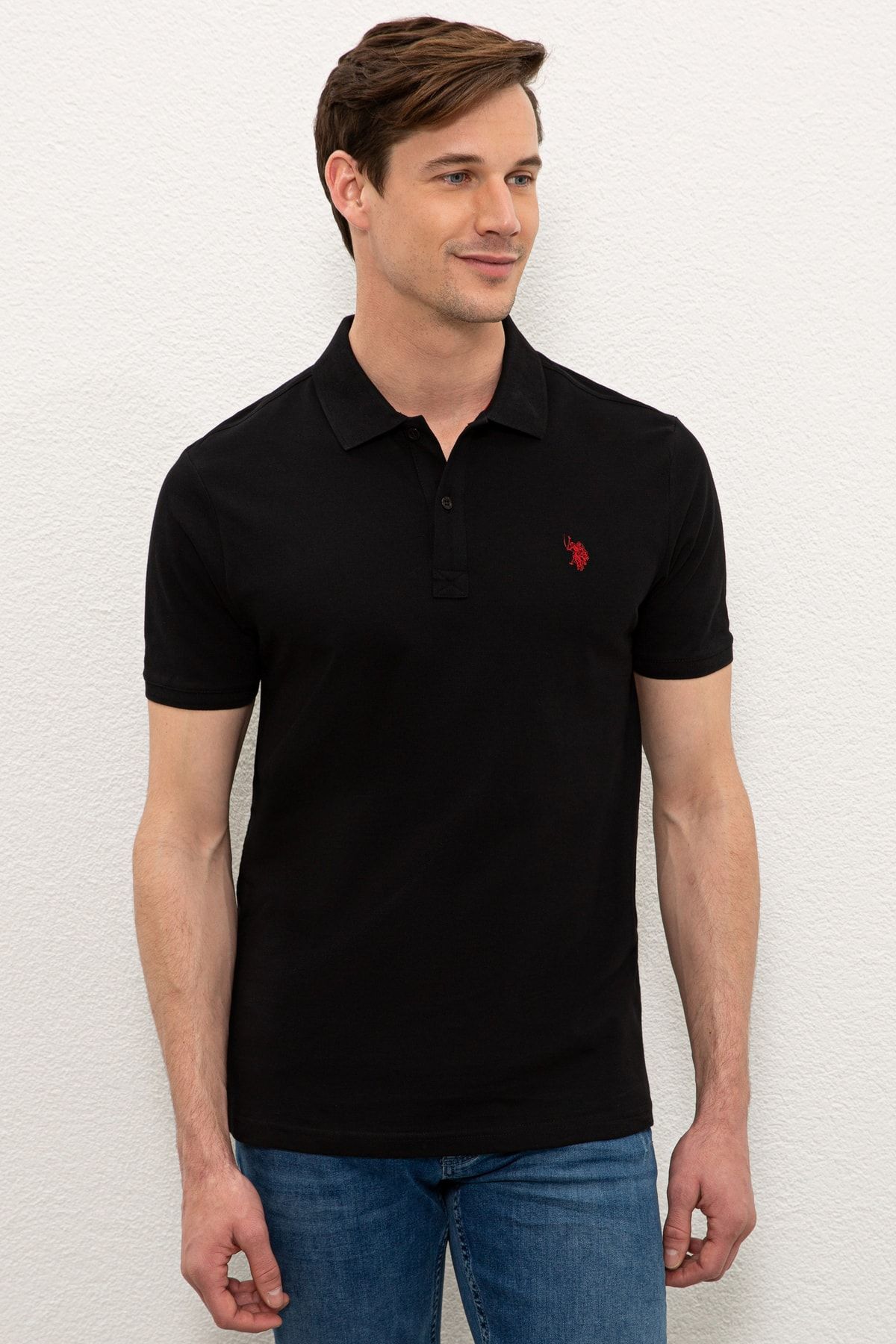 U.S. Polo Assn. Erkek Siyah Polo Yaka T-shirt Basic