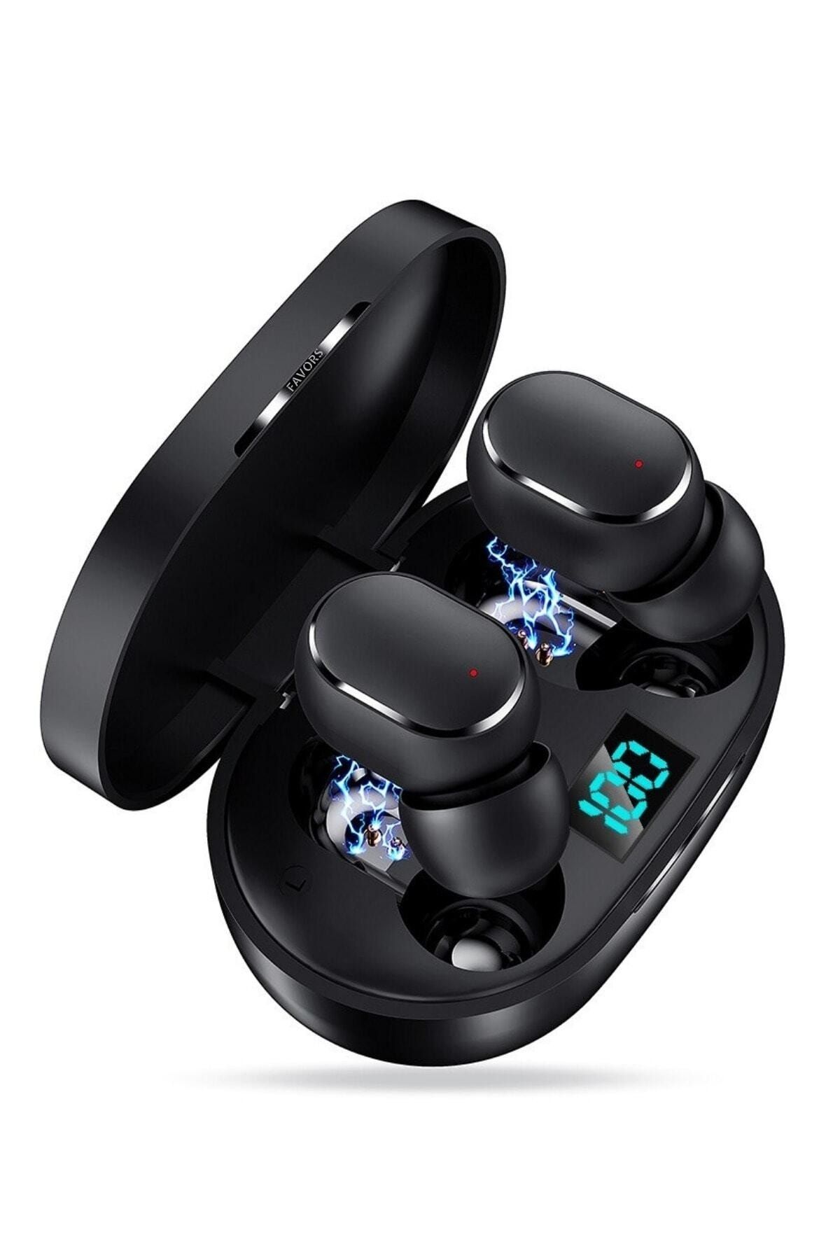 Favors Bluetooth Kulaklık HD Ses Extra Bass Mikrofon Dots Siyah
